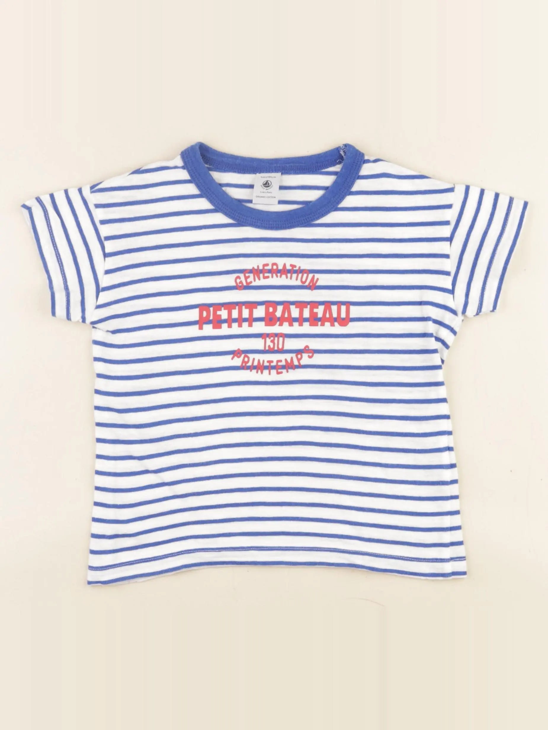 Petit Bateau - tee-shirt blanc, bleu - 4 ans