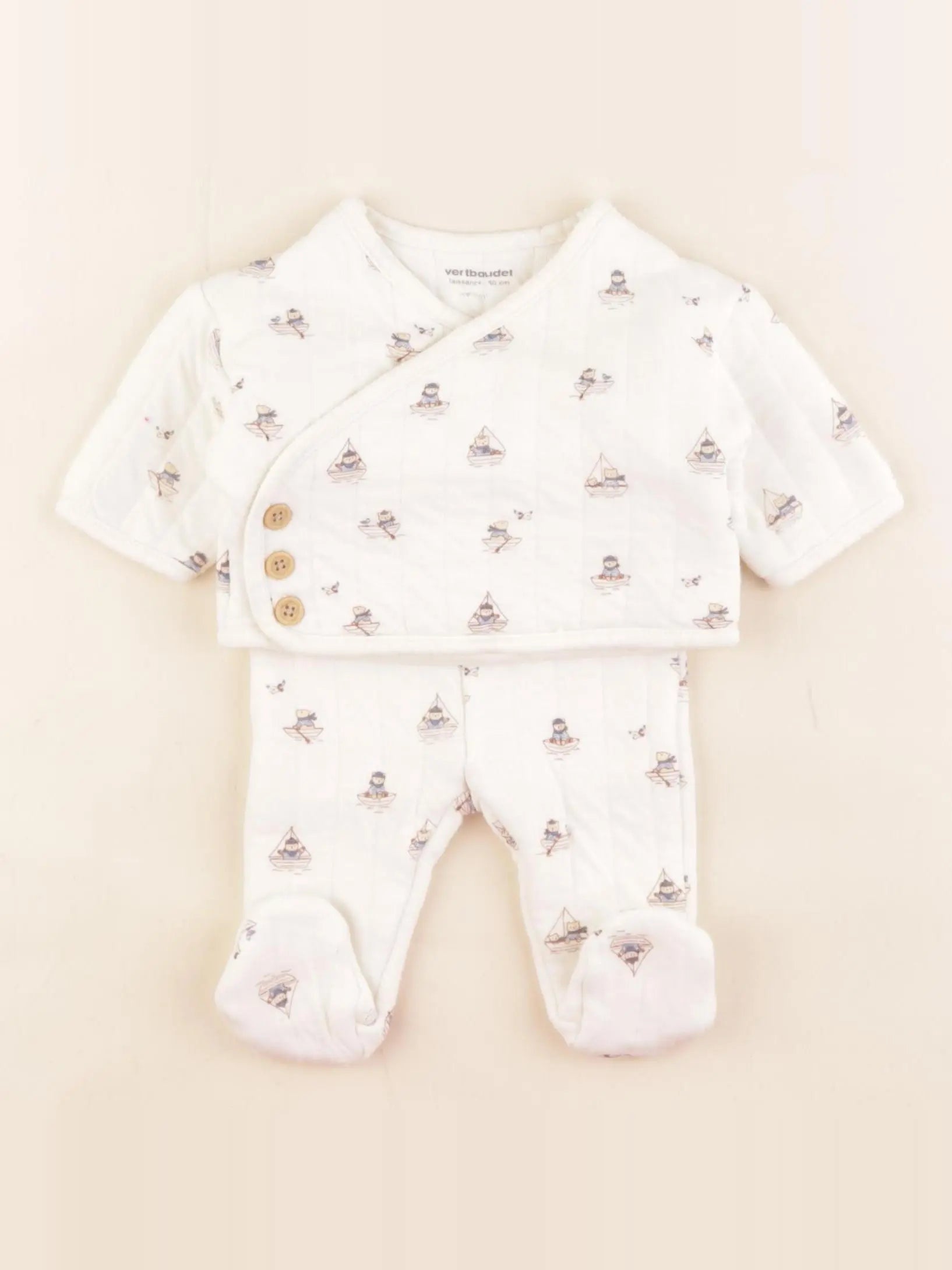 Vertbaudet - ensemble beige - 0 mois