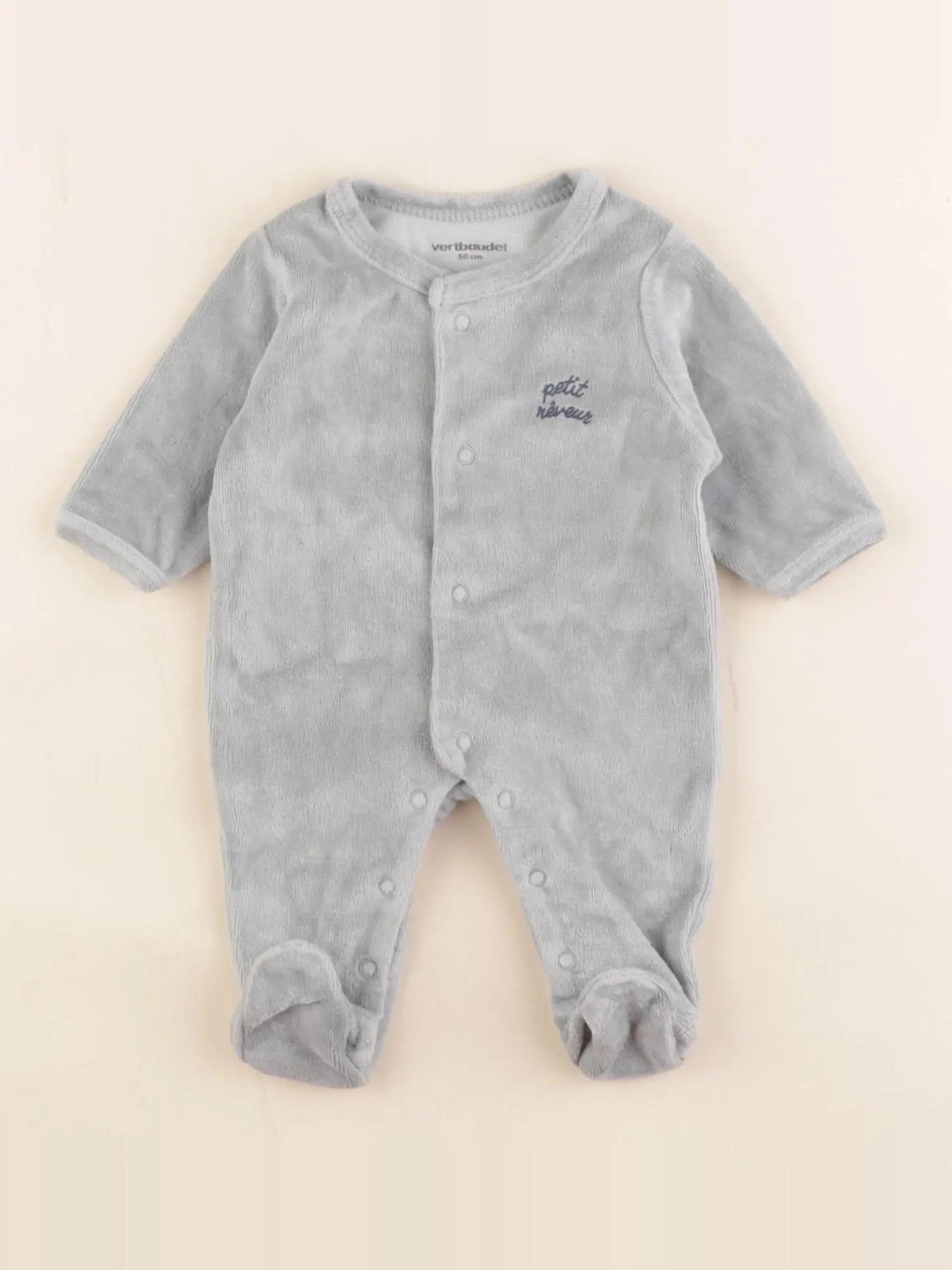 Vertbaudet - pyjama velours vert - 0 mois