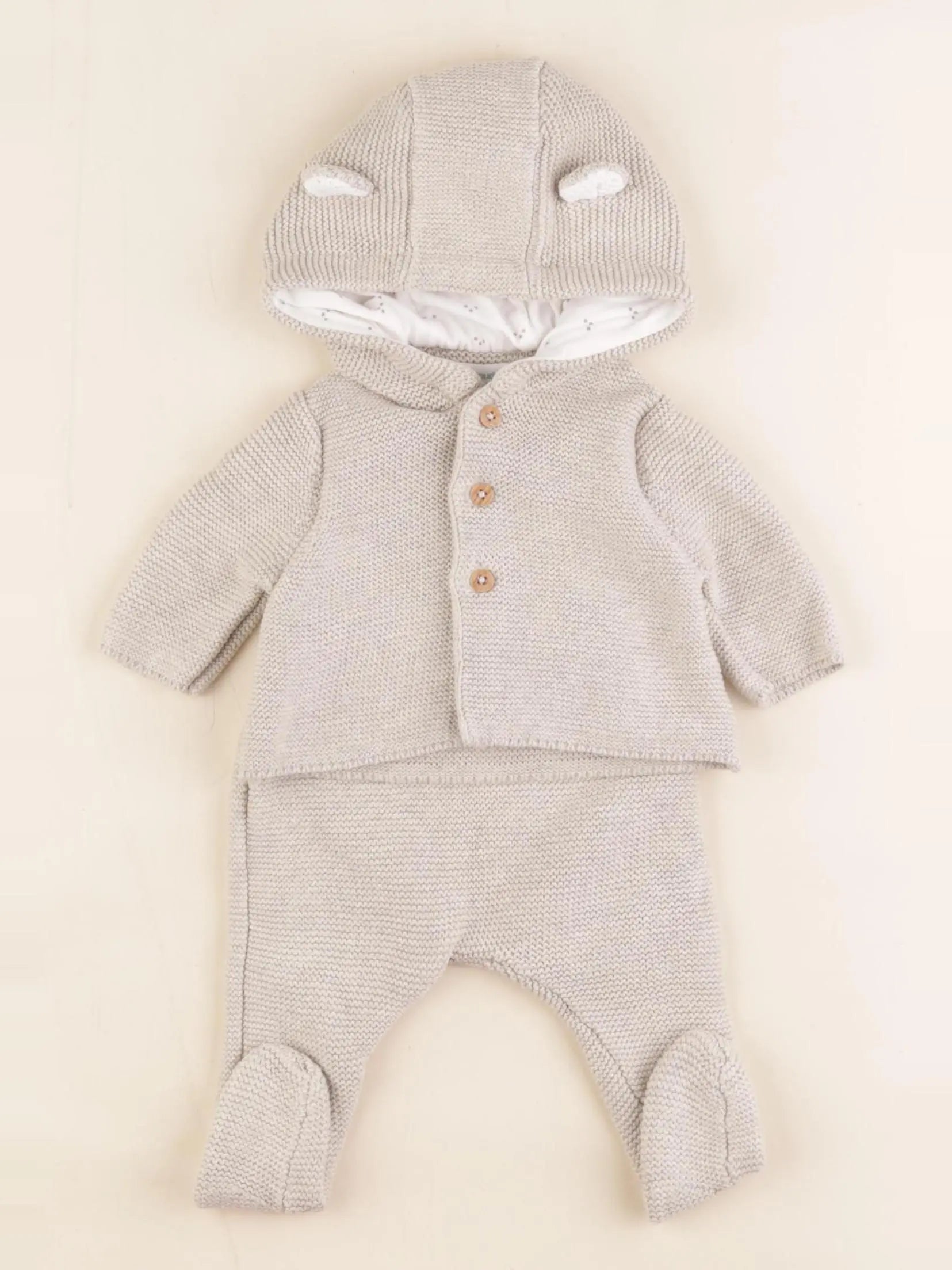 Vertbaudet - pyjama coton beige - 0 mois