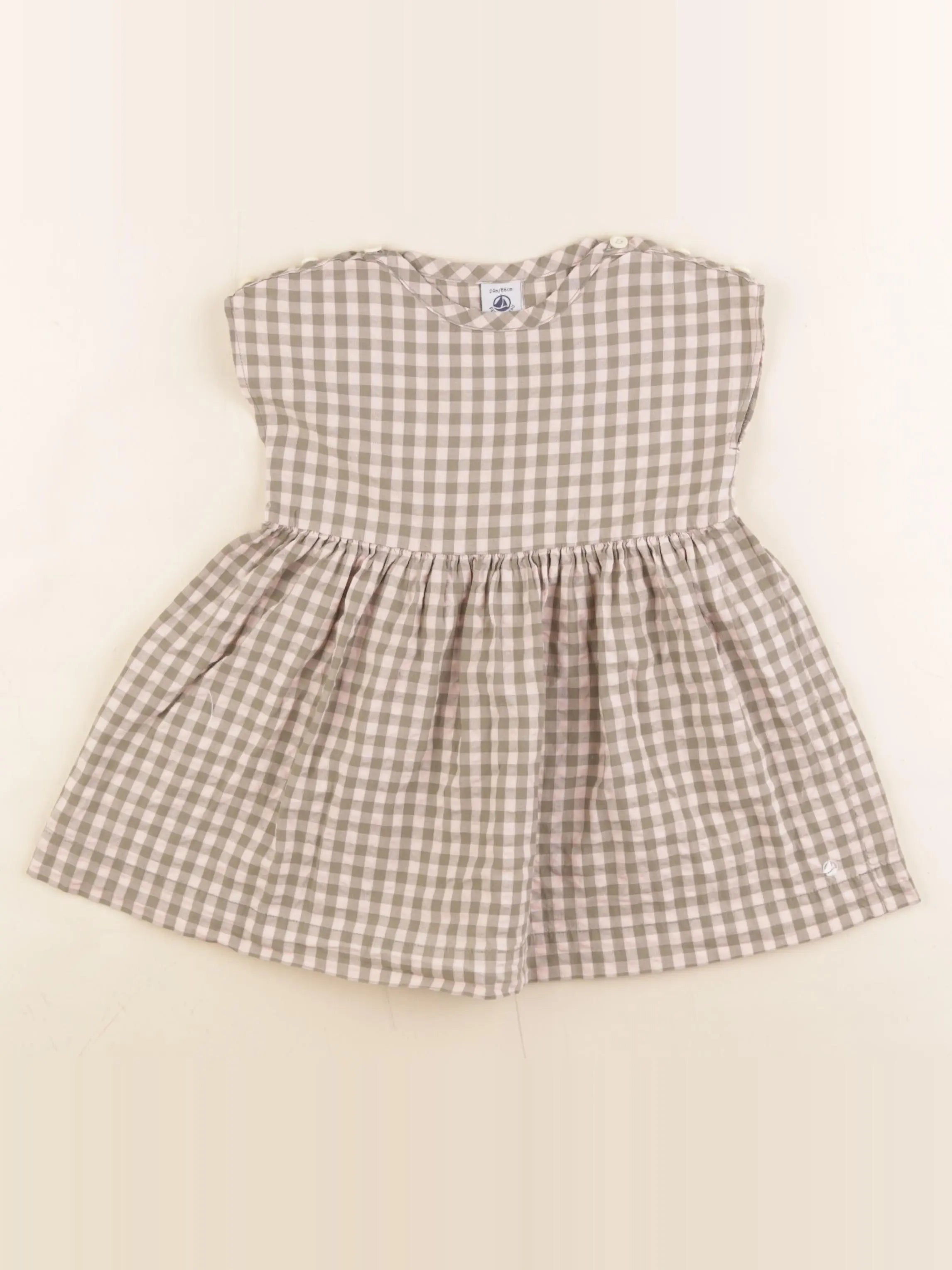 Petit Bateau - robe beige, vert - 24 mois
