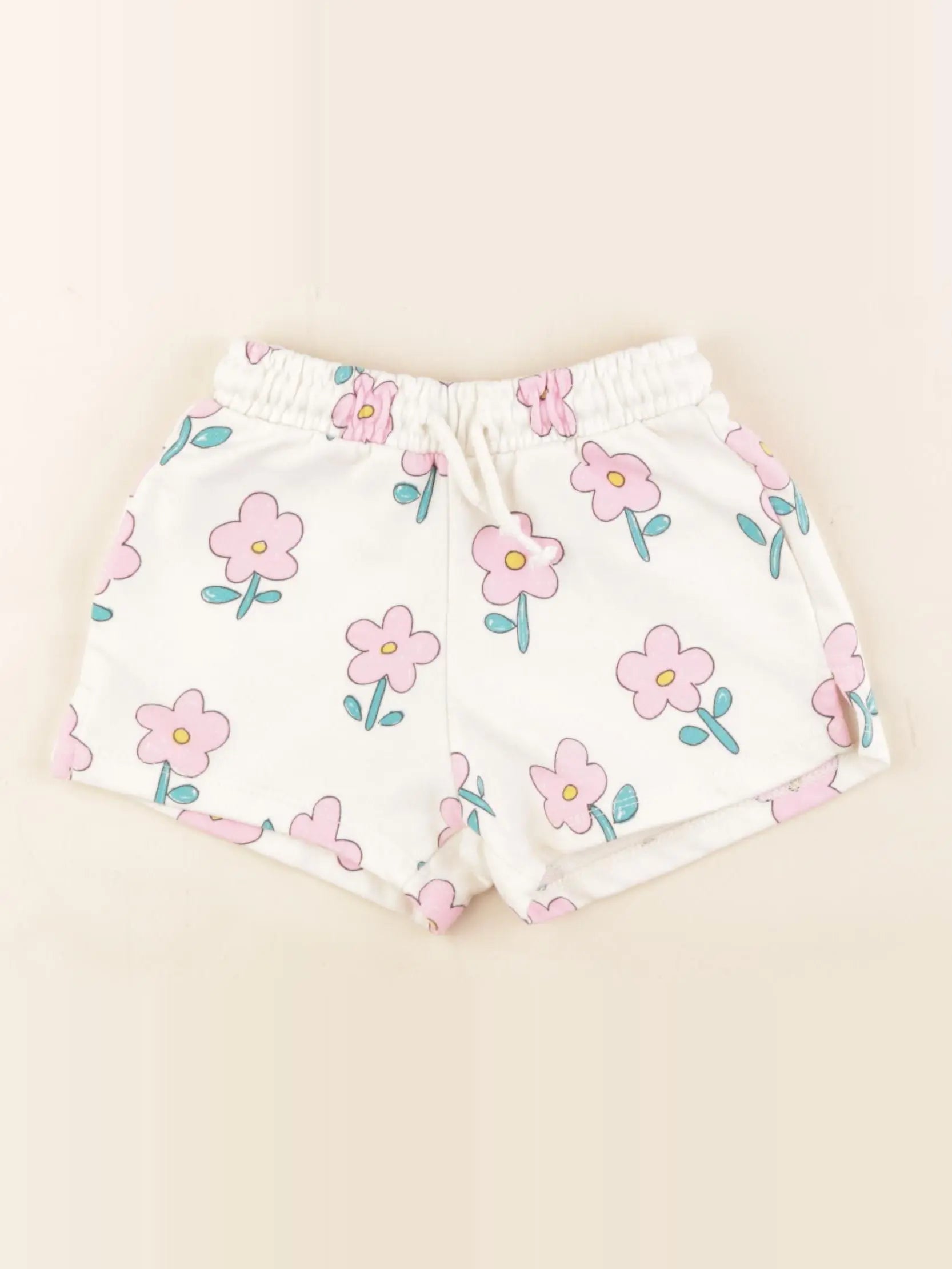 Zara - short blanc, rose - 4 ans