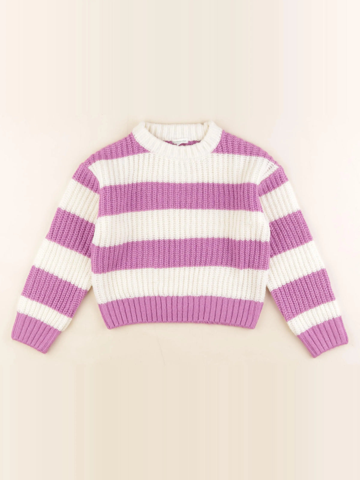 Vertbaudet - pull blanc, rose - 8 ans