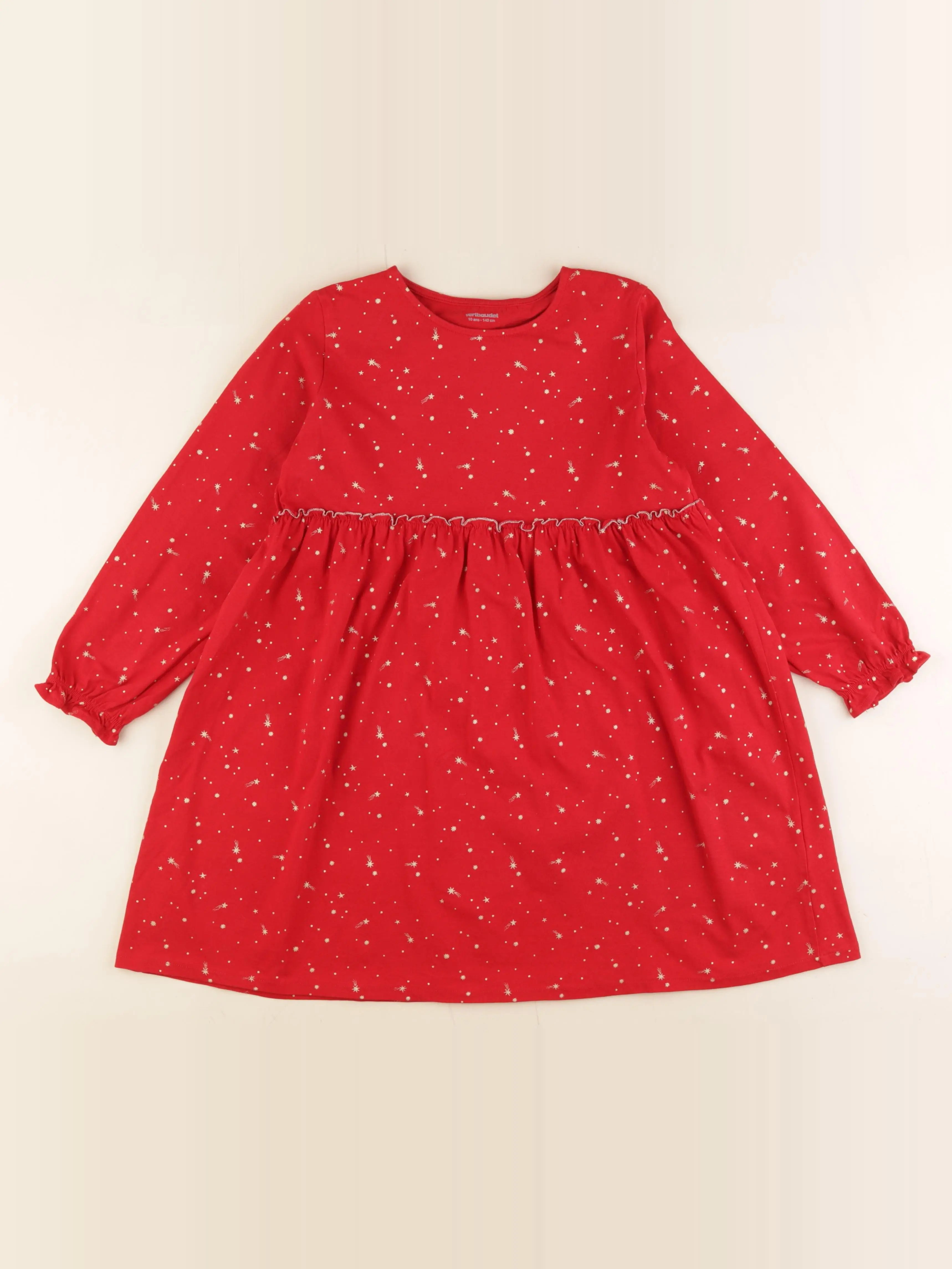 Vertbaudet - robe rouge, or - 10 ans