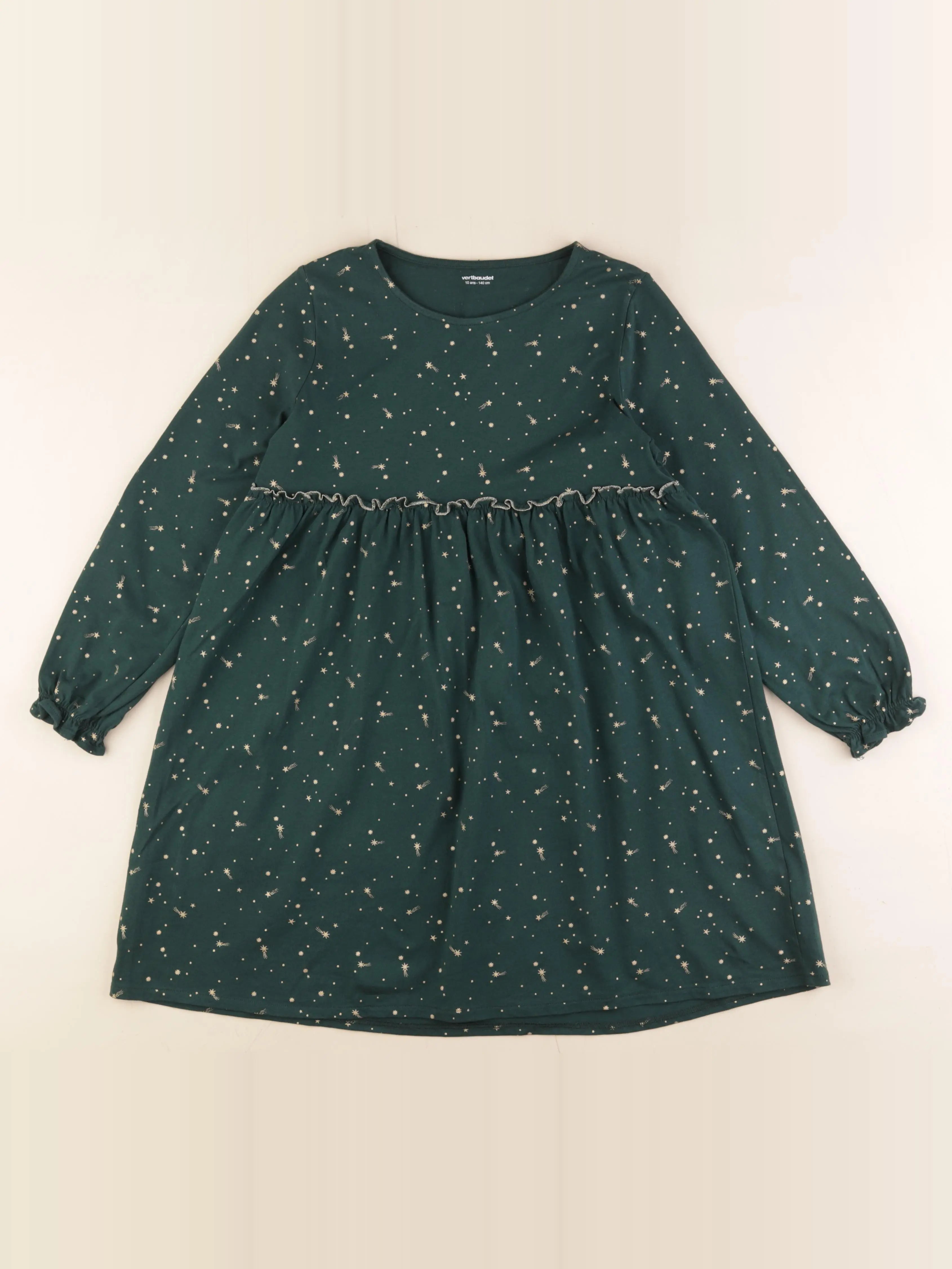 Vertbaudet - robe vert, or - 10 ans