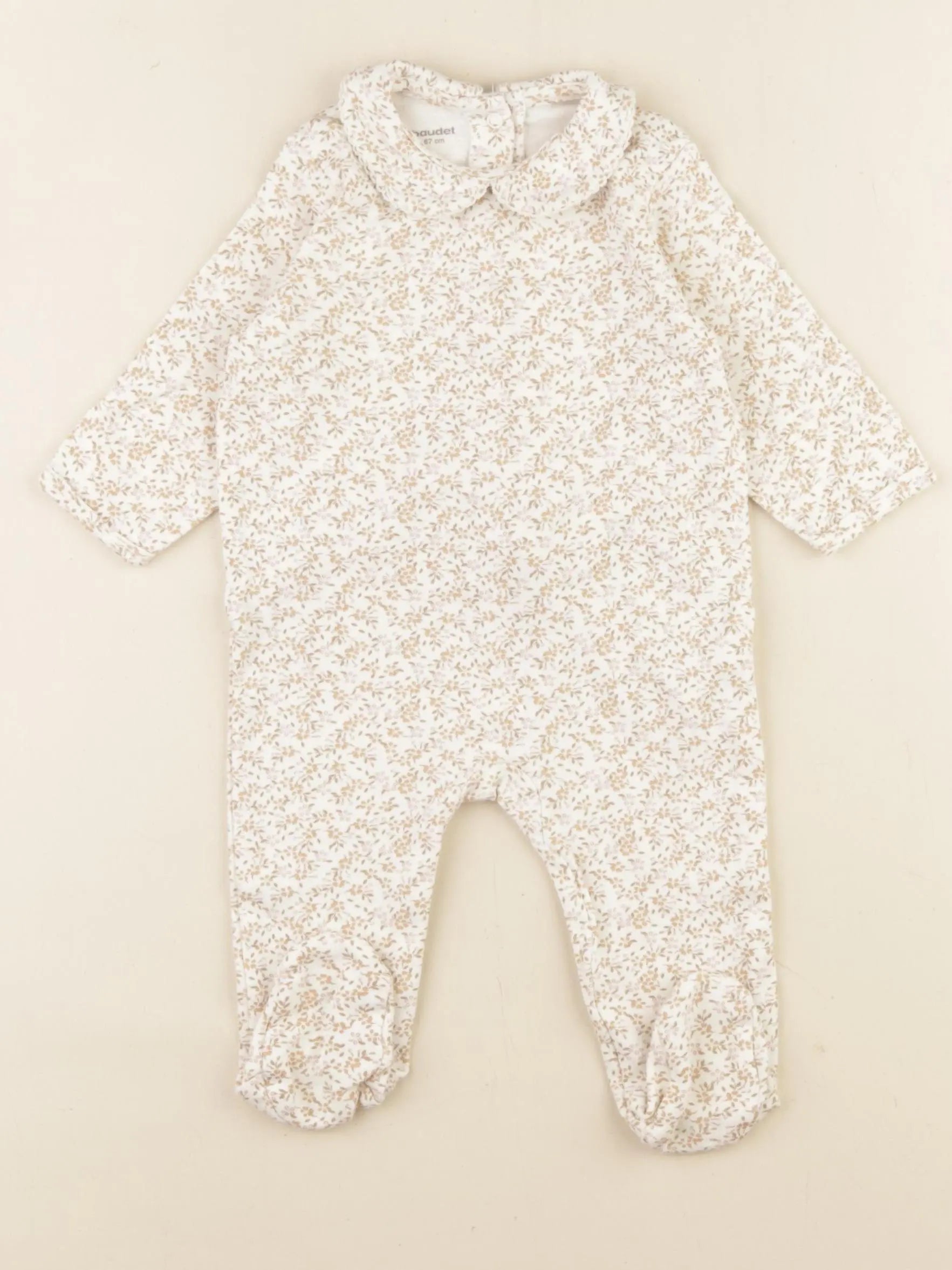 Vertbaudet - pyjama coton beige - 6 mois