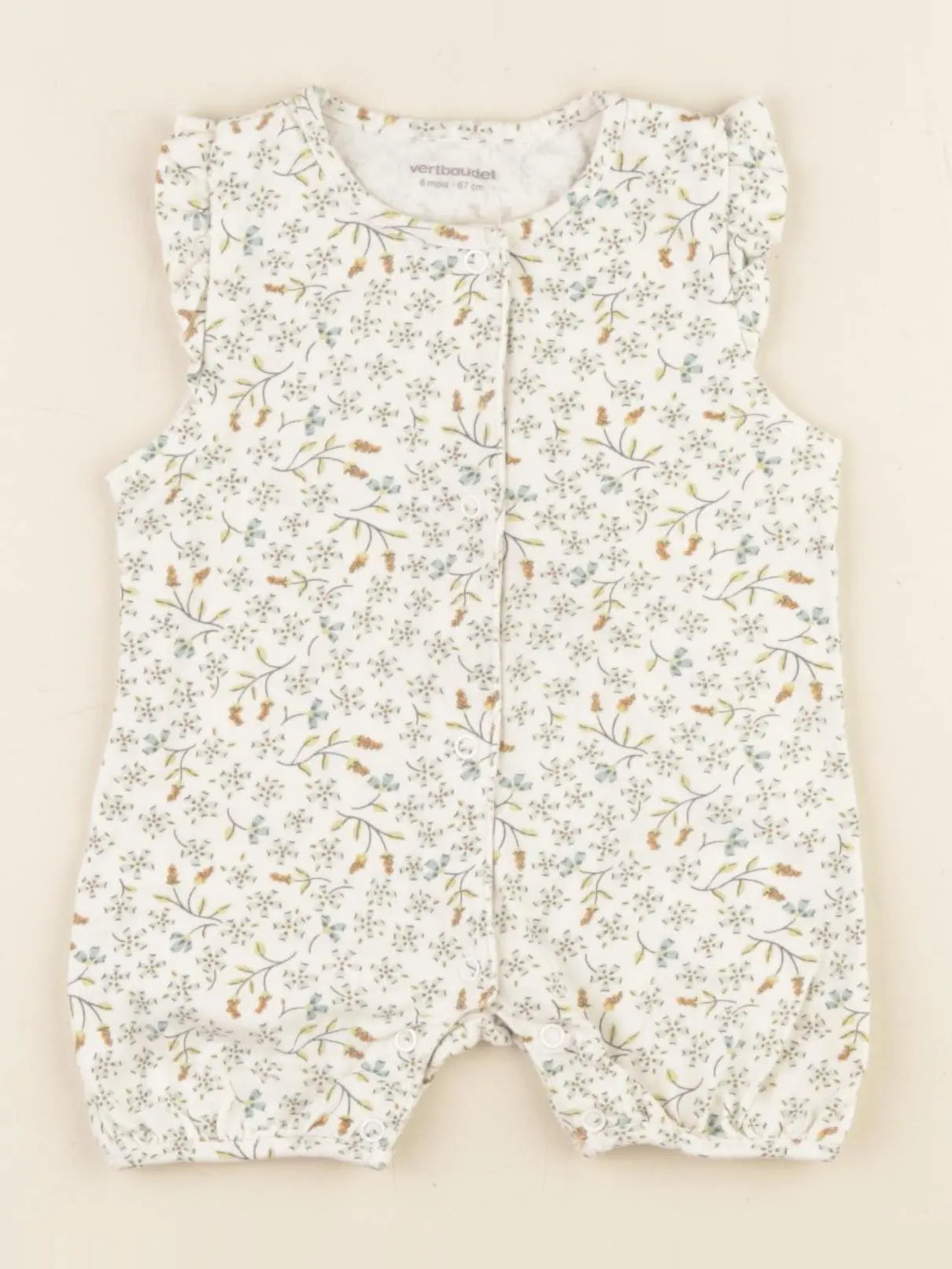 Vertbaudet - pyjama coton beige - 6 mois
