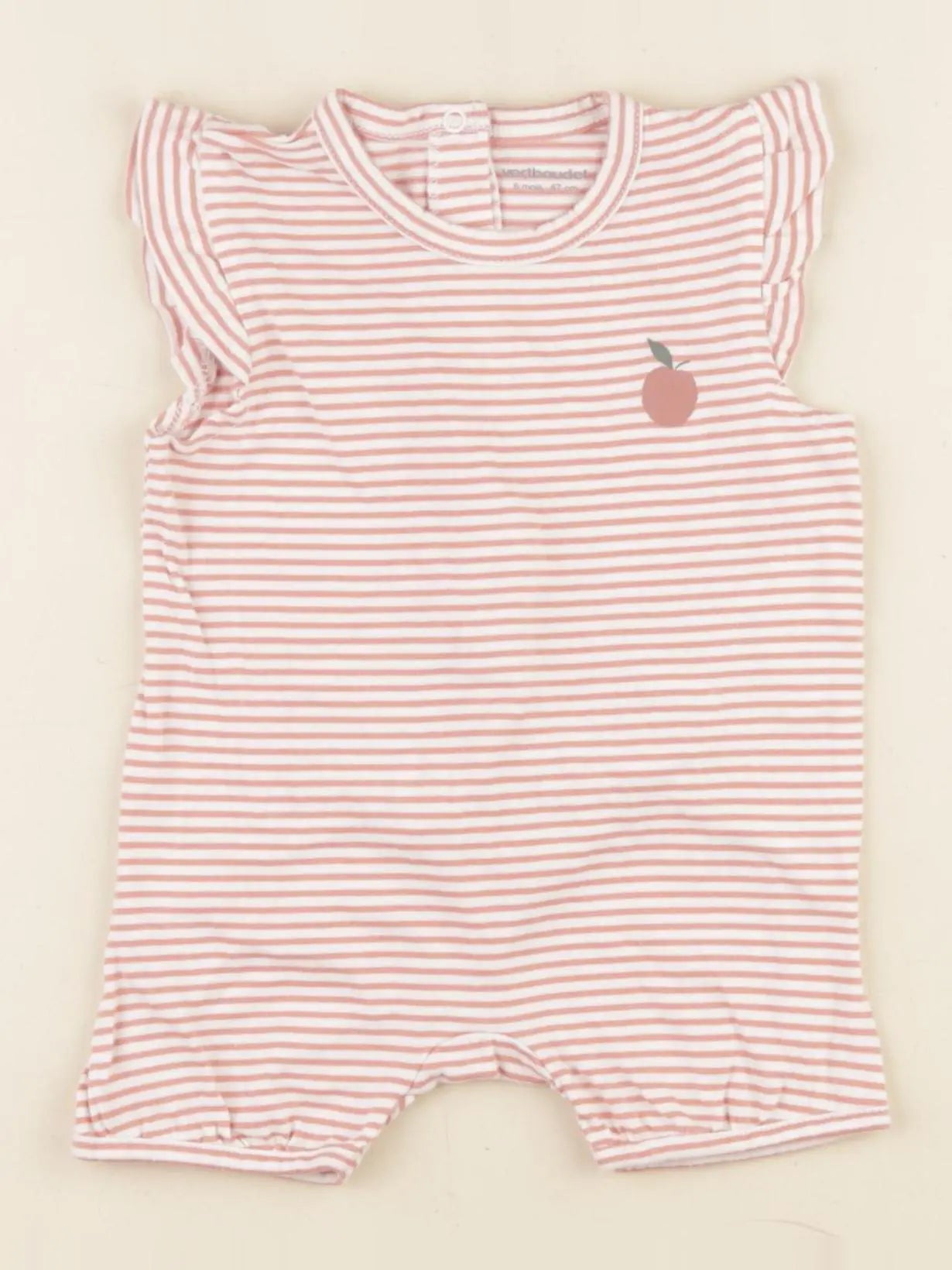 Vertbaudet - pyjama coton blanc, rose - 6 mois