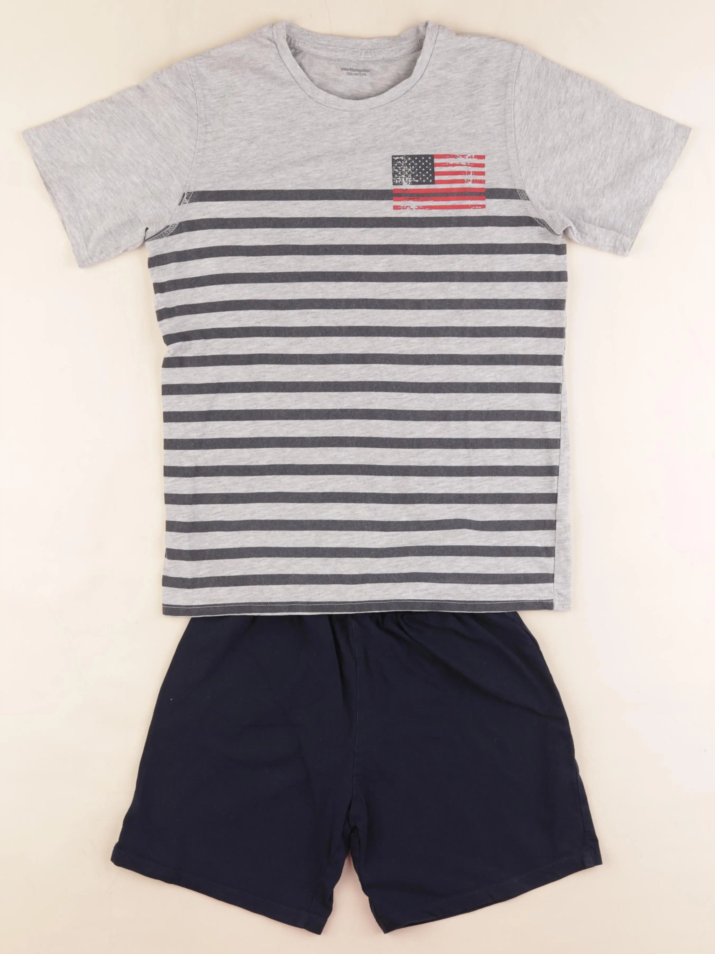 Vertbaudet - pyjama coton bleu, gris - 12 ans