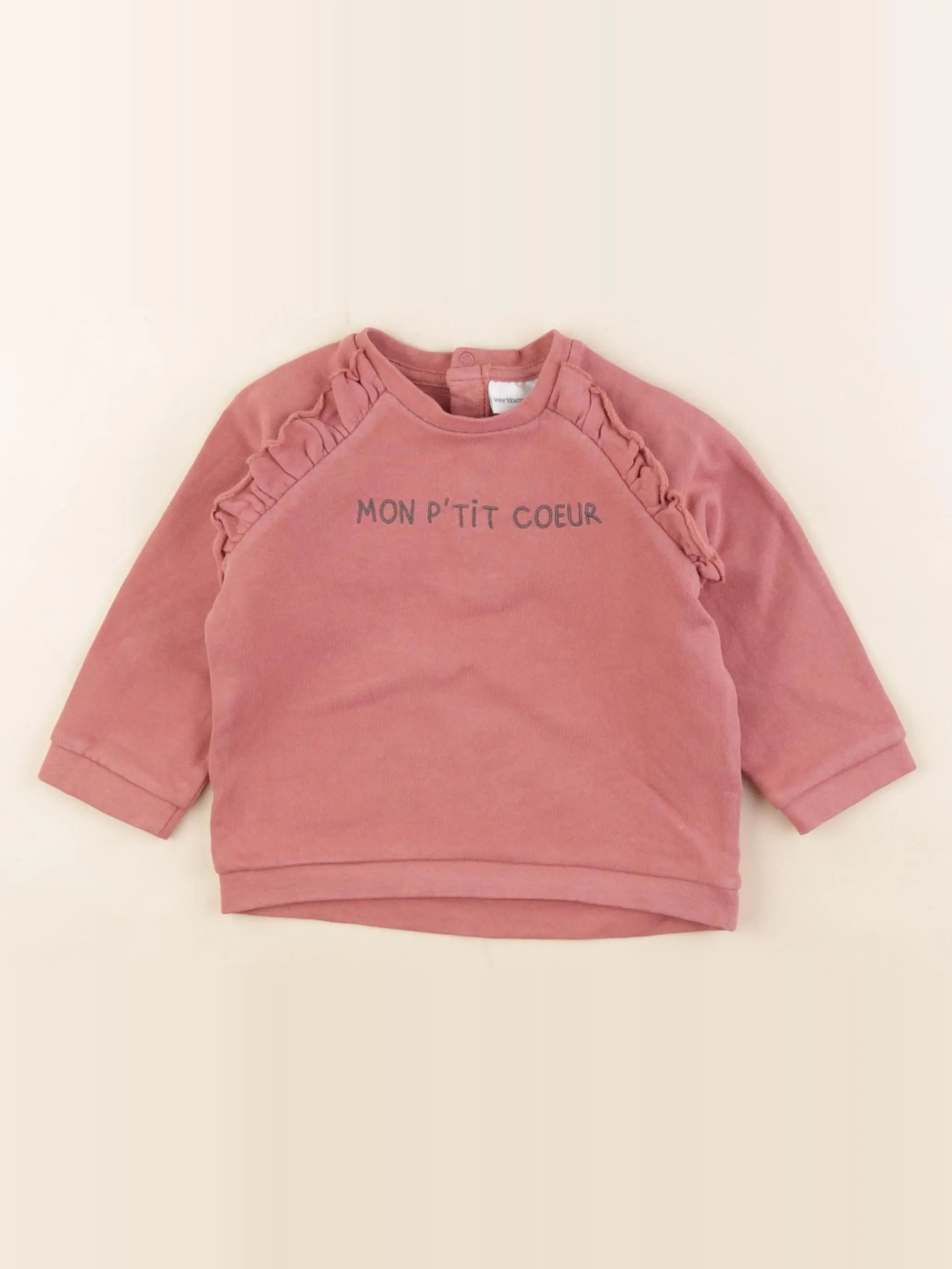 Vertbaudet - sweat rose - 18 mois
