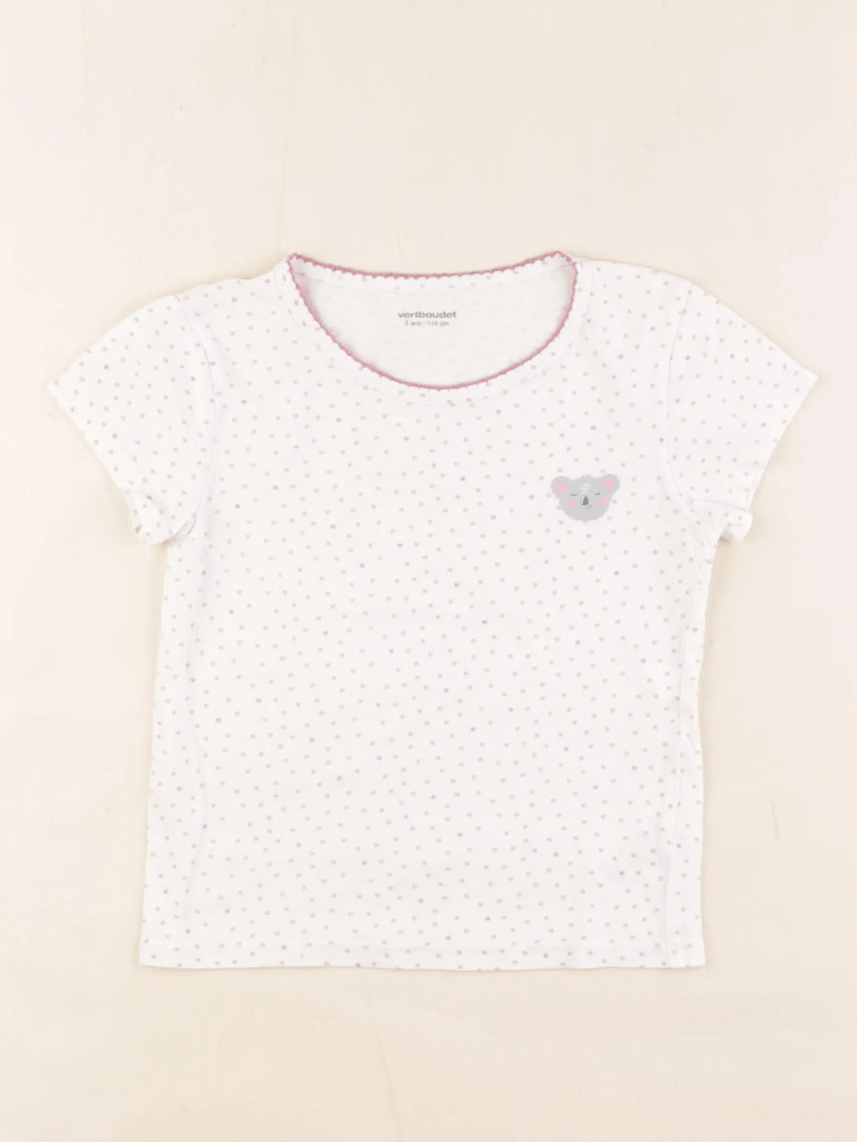 Vertbaudet - maillot de corps blanc, violet - 5 ans