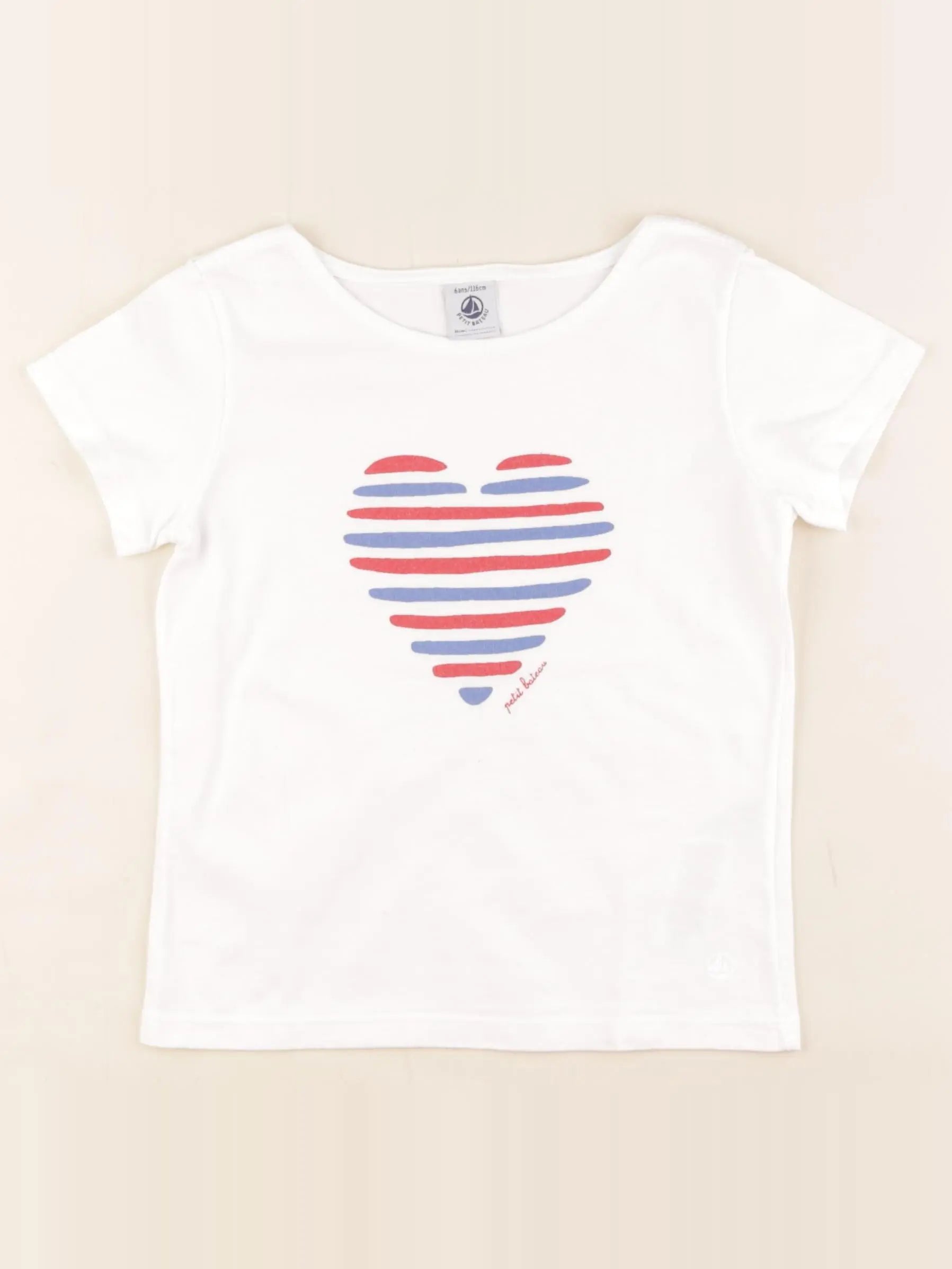 Petit Bateau - tee-shirt blanc, bleu - 6 ans