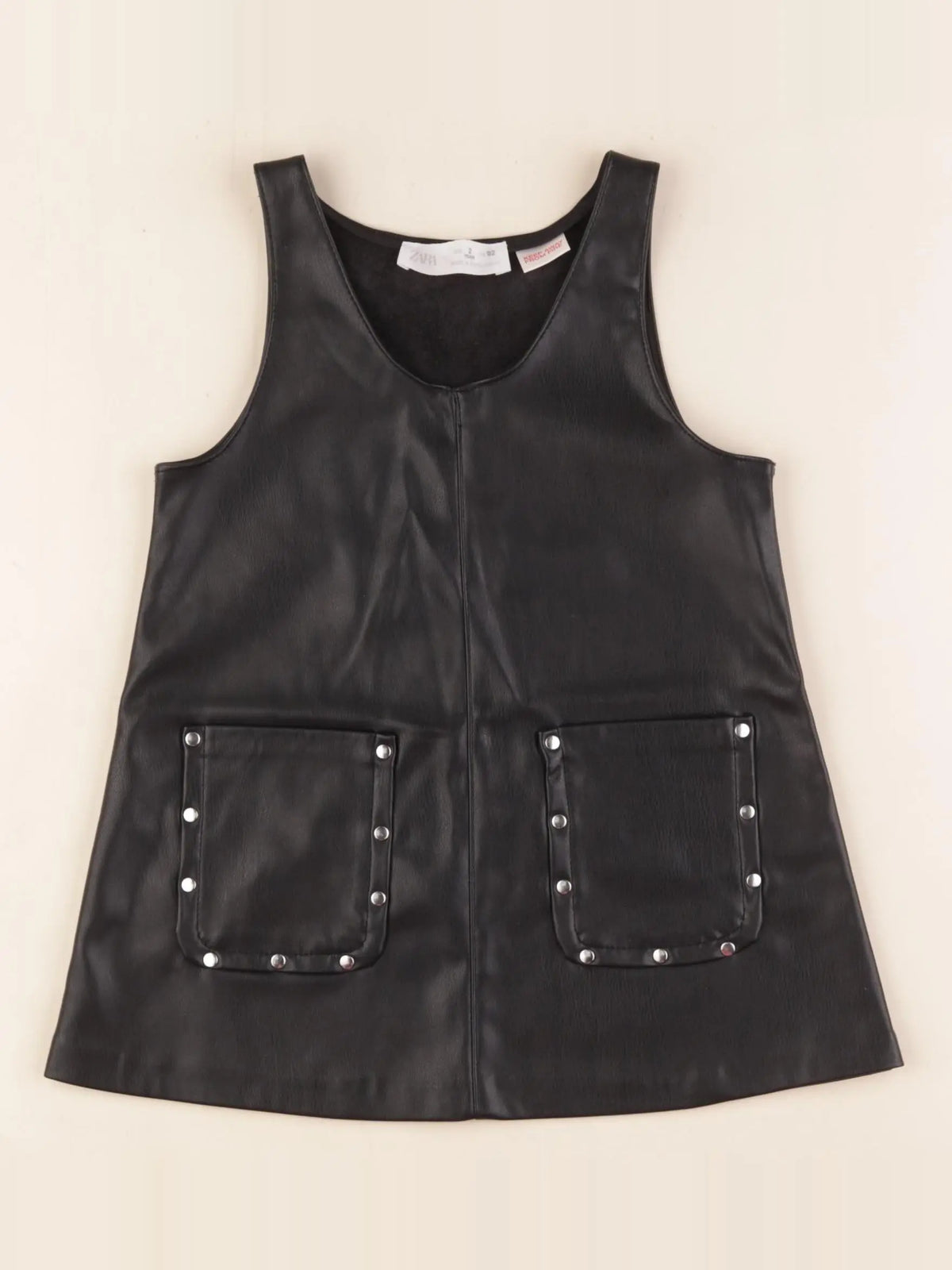 Zara - robe simili cuir noir - 2 ans