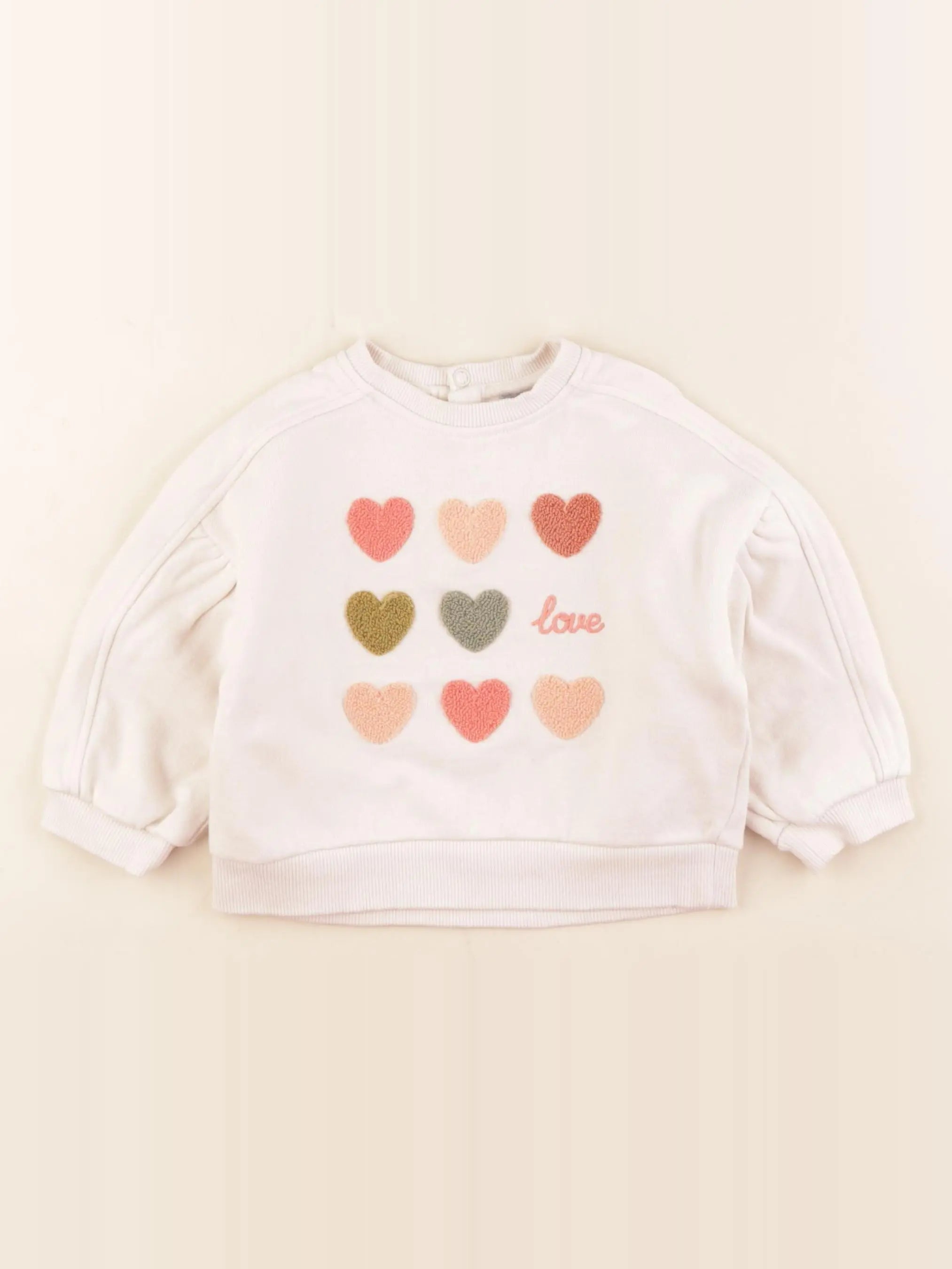 Boutchou - sweat blanc, rose - 18 mois