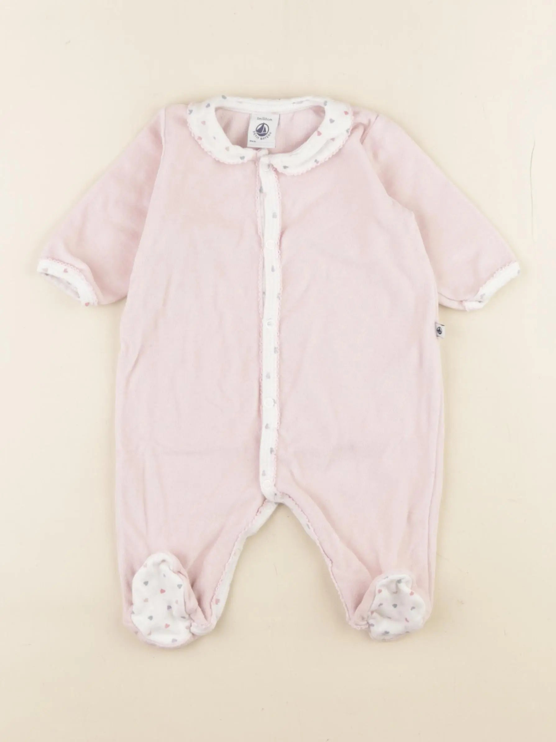 Petit Bateau - pyjama velours rose - 3 mois