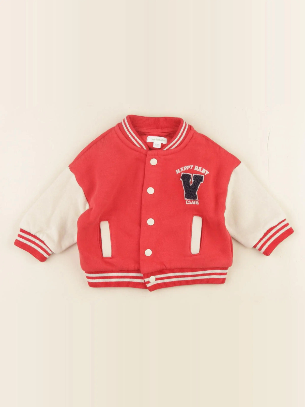 Vertbaudet - veste blanc, rouge - 6 mois