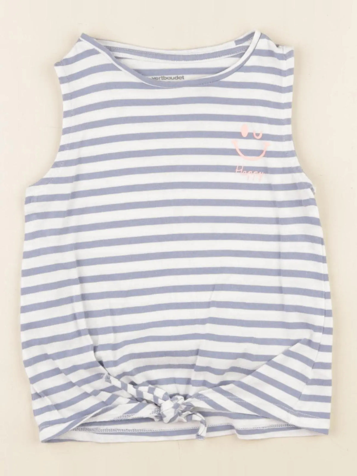 Vertbaudet - débardeur blanc, bleu - 5 ans