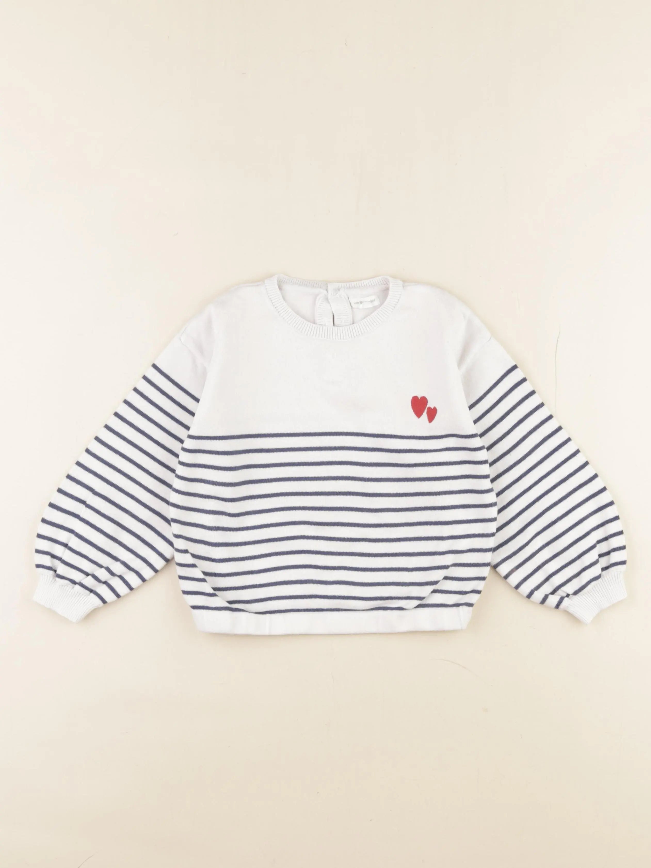 Vertbaudet - pull blanc, bleu - 36 mois