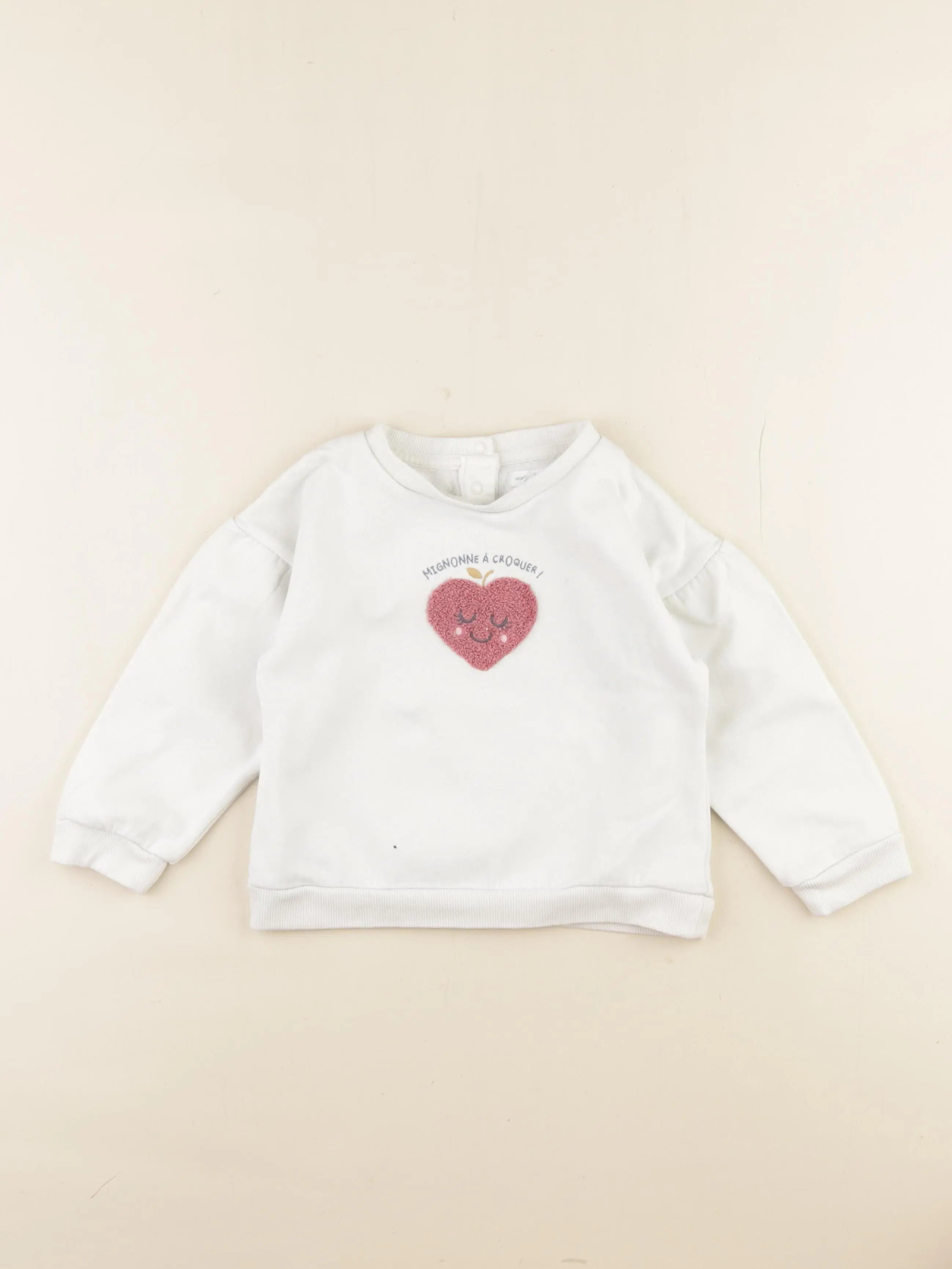 Vertbaudet - sweat blanc - 36 mois