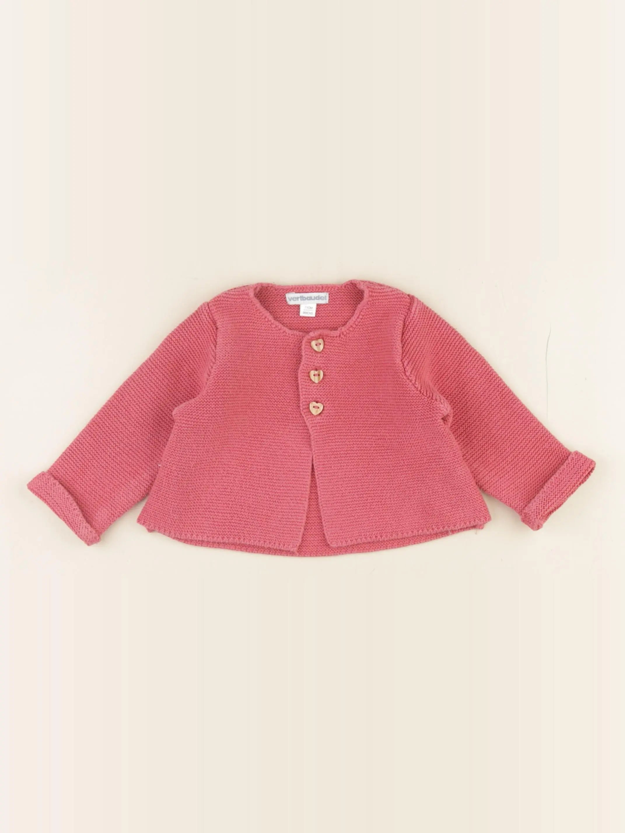 Vertbaudet - gilet rose - 9 mois