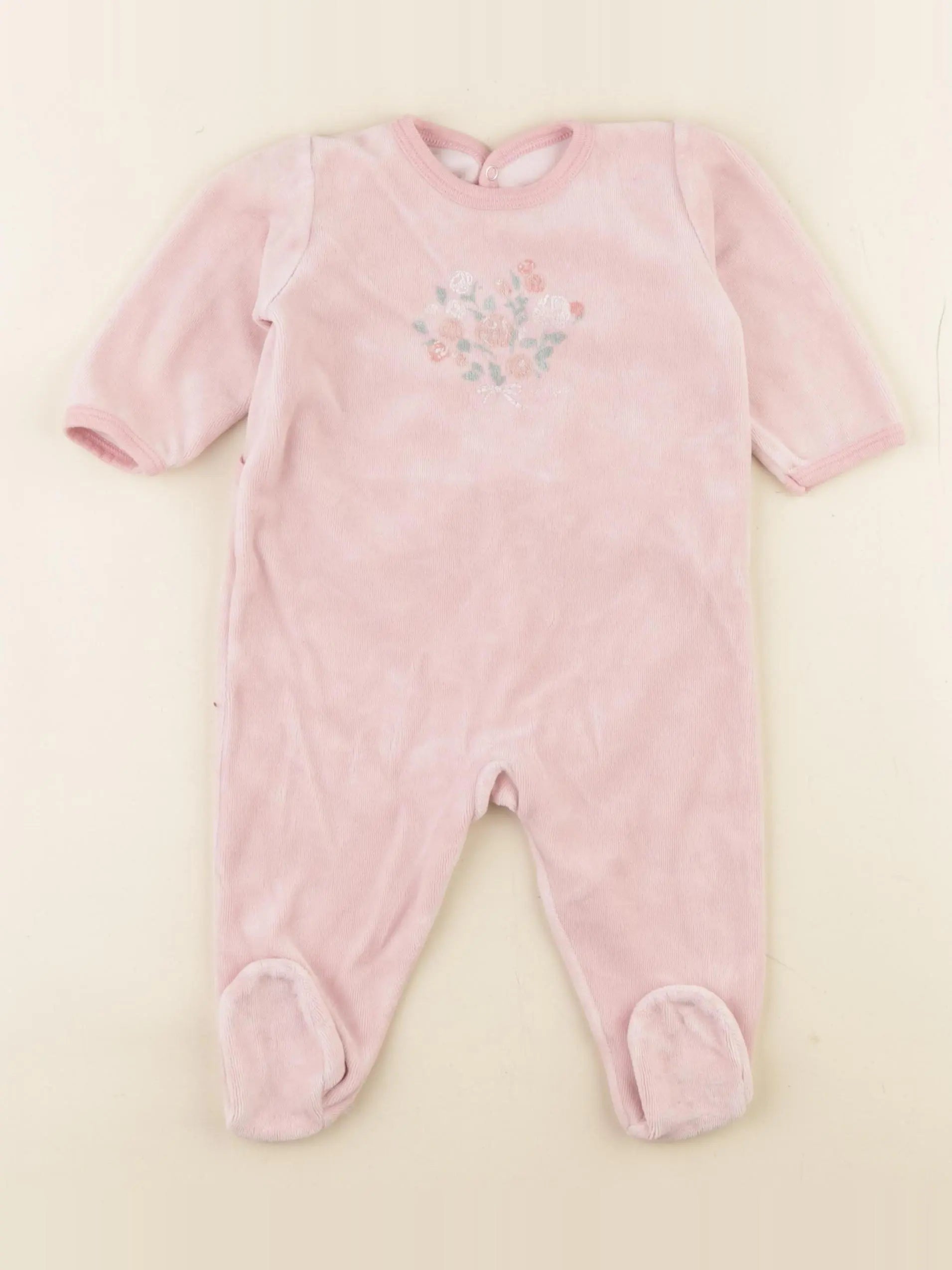 Petit Bateau - pyjama velours rose - 6 mois