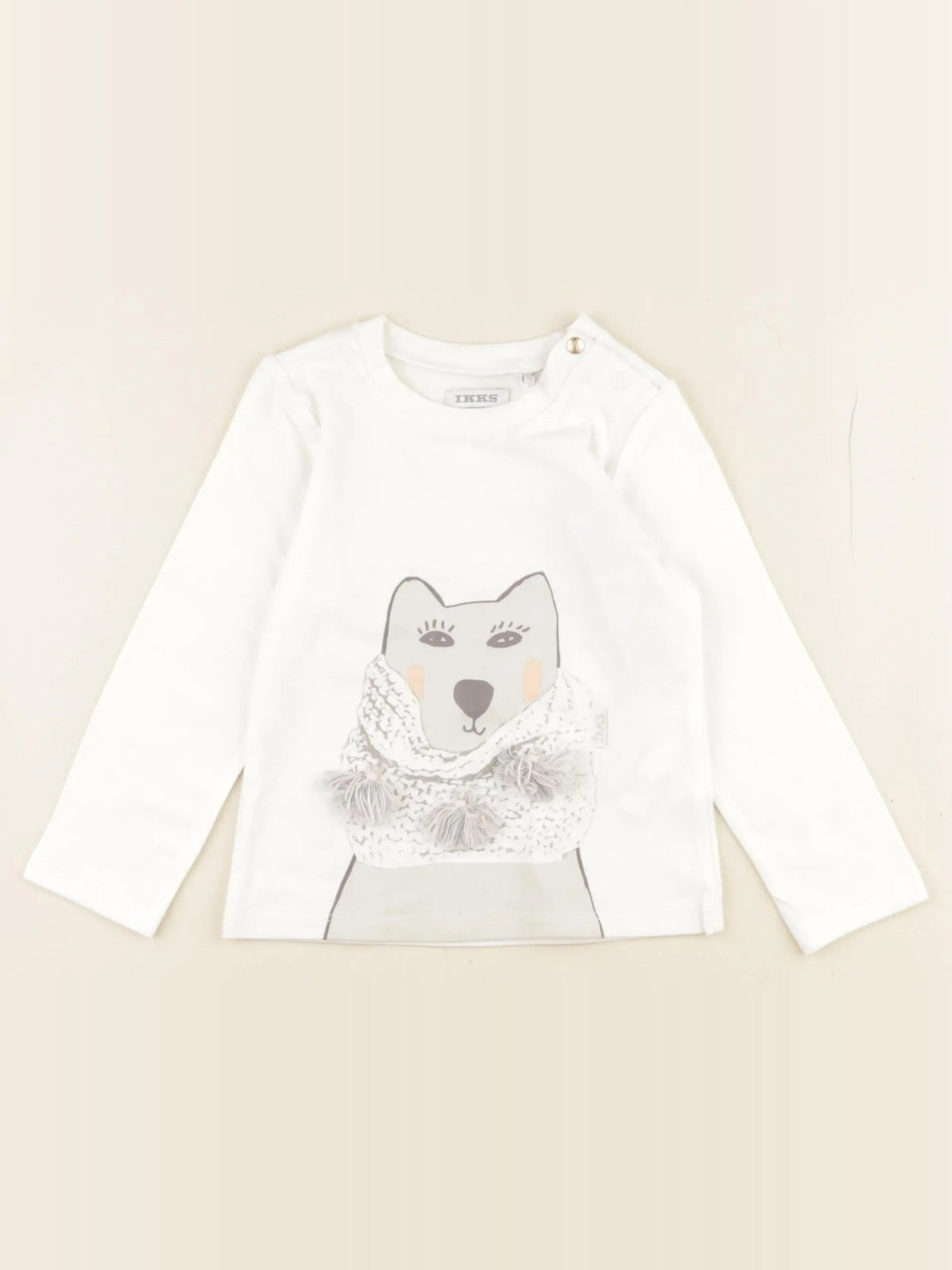IKKS - tee-shirt velours blanc - 12 mois