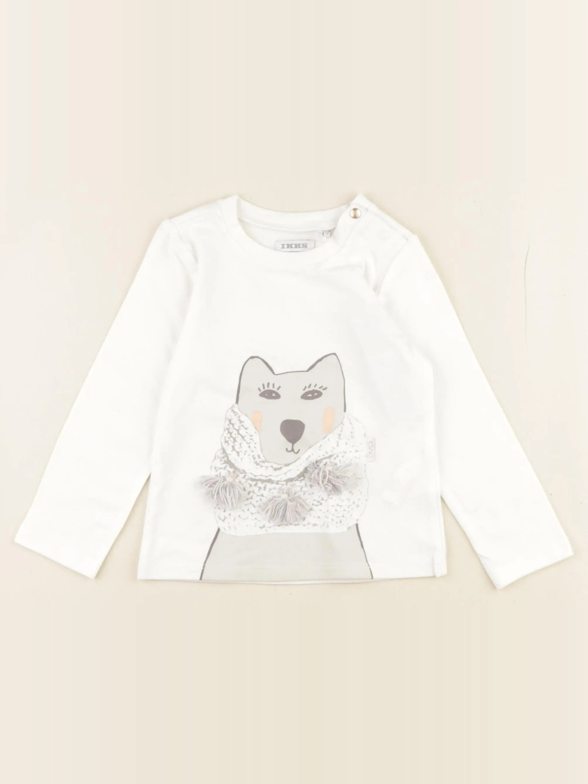 IKKS - tee-shirt velours blanc - 12 mois
