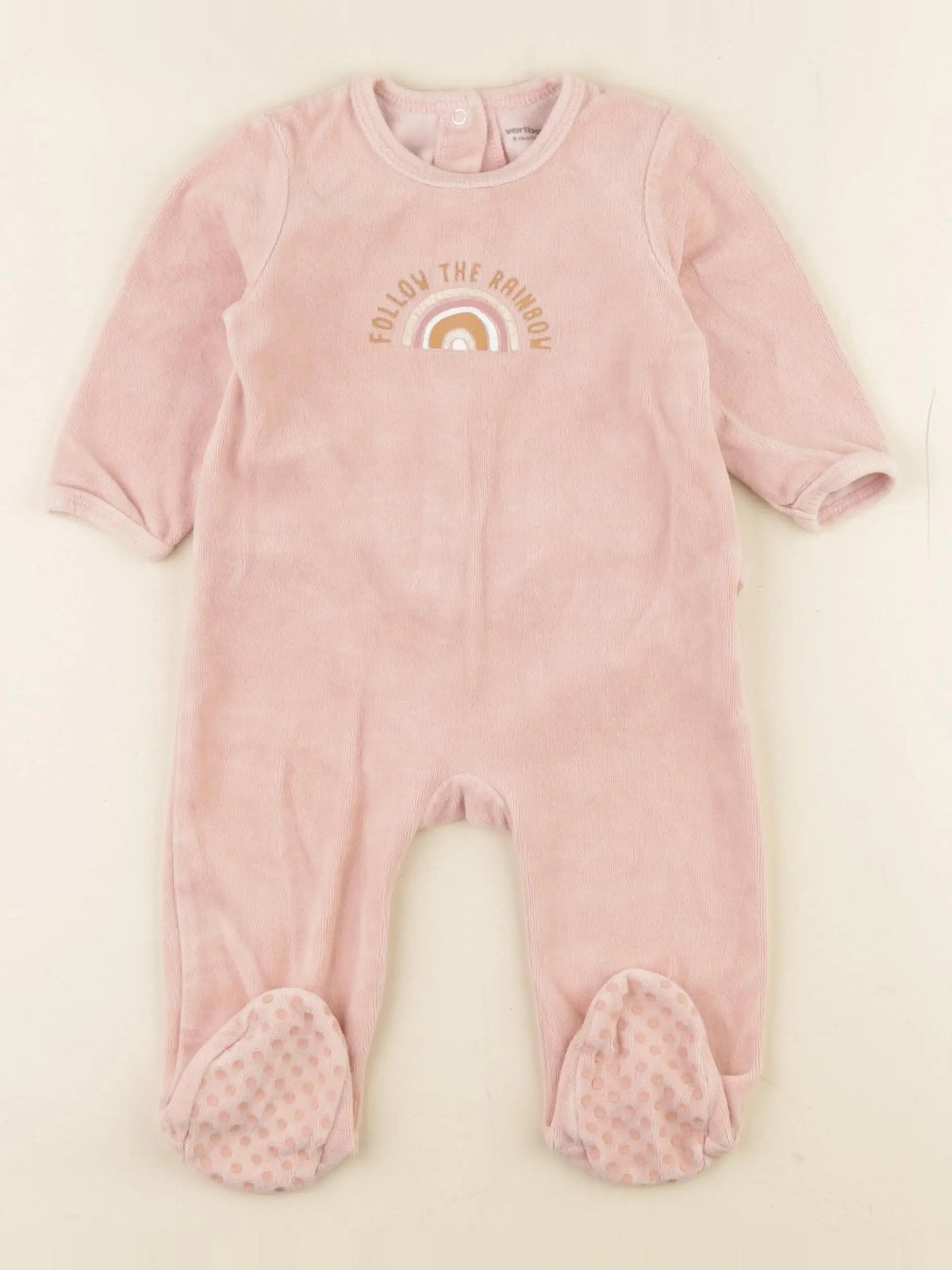 Vertbaudet - pyjama velours rose - 9 mois