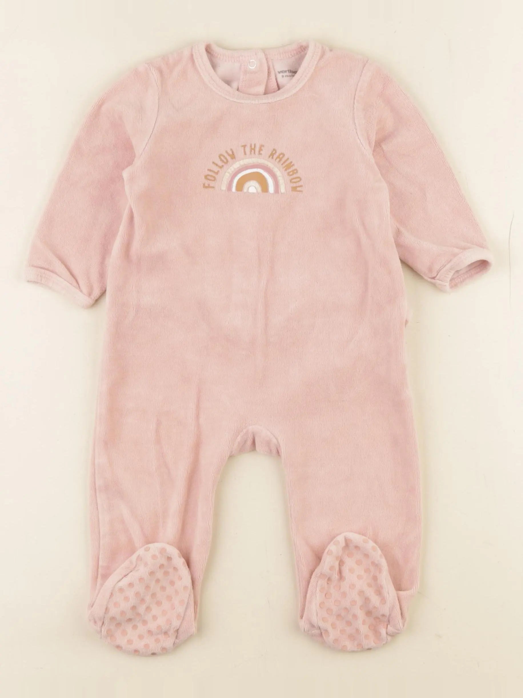 Vertbaudet - pyjama velours rose - 9 mois