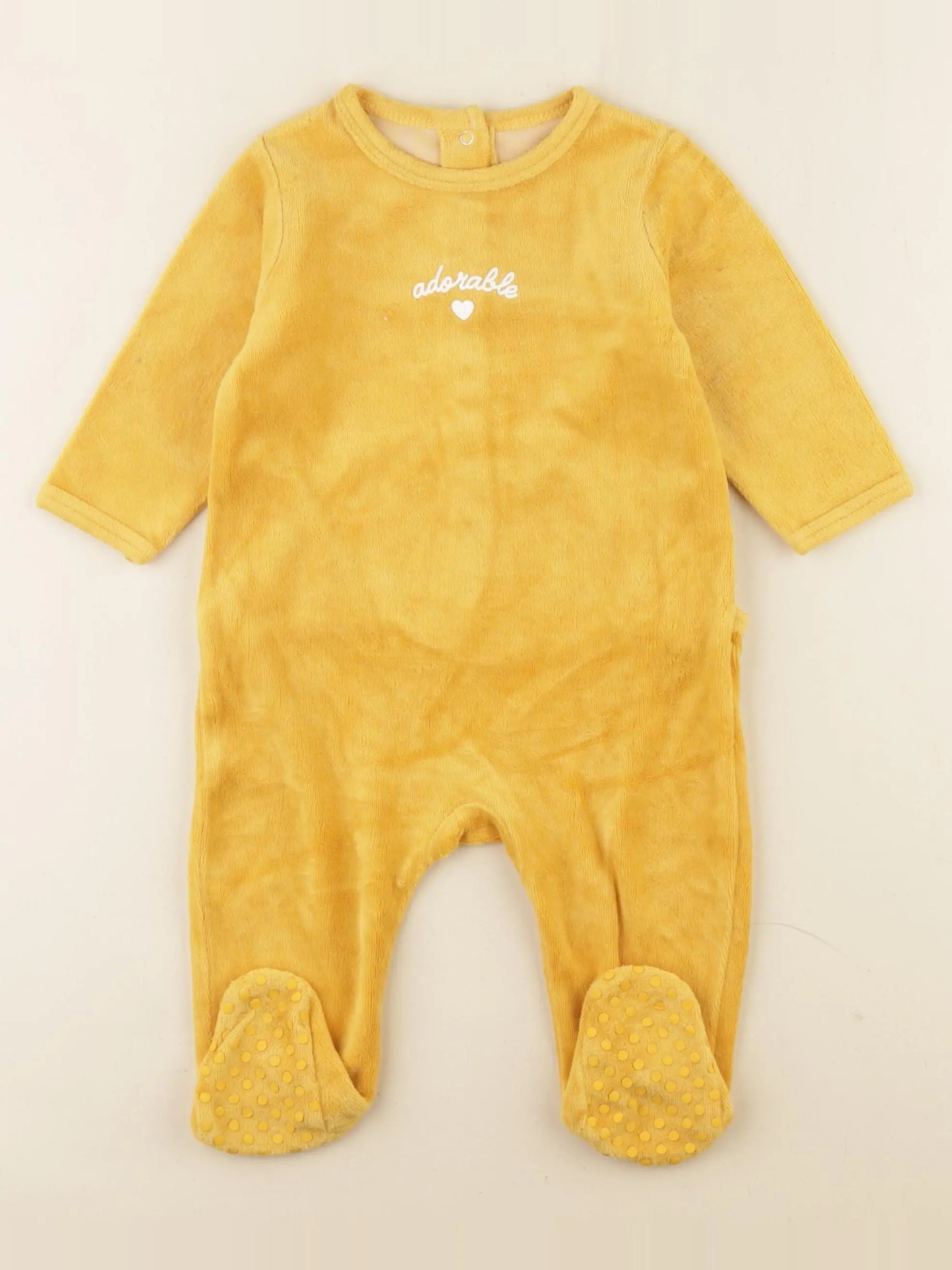 Vertbaudet - pyjama velours jaune - 9 mois