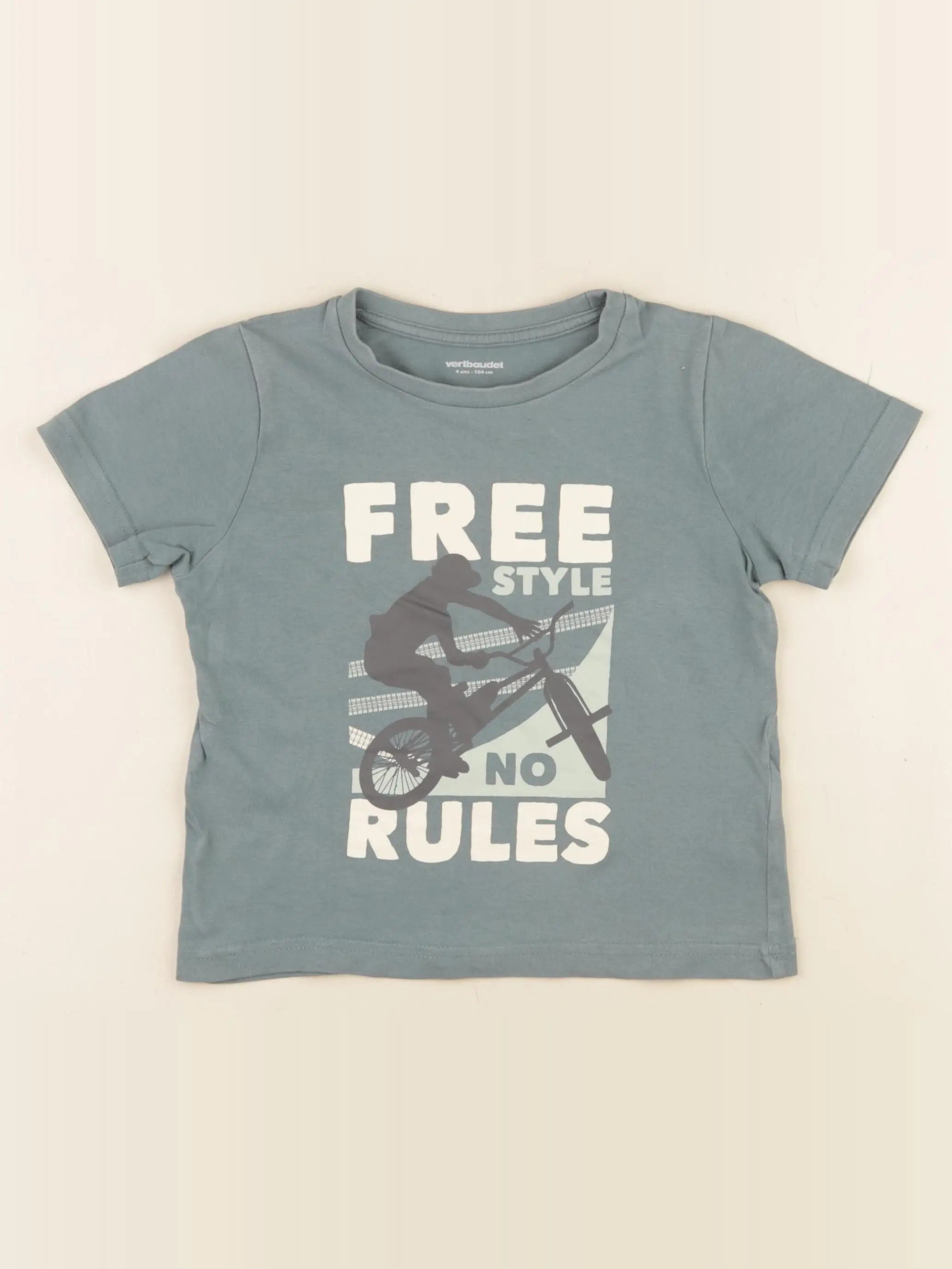 Vertbaudet - tee-shirt bleu - 4 ans
