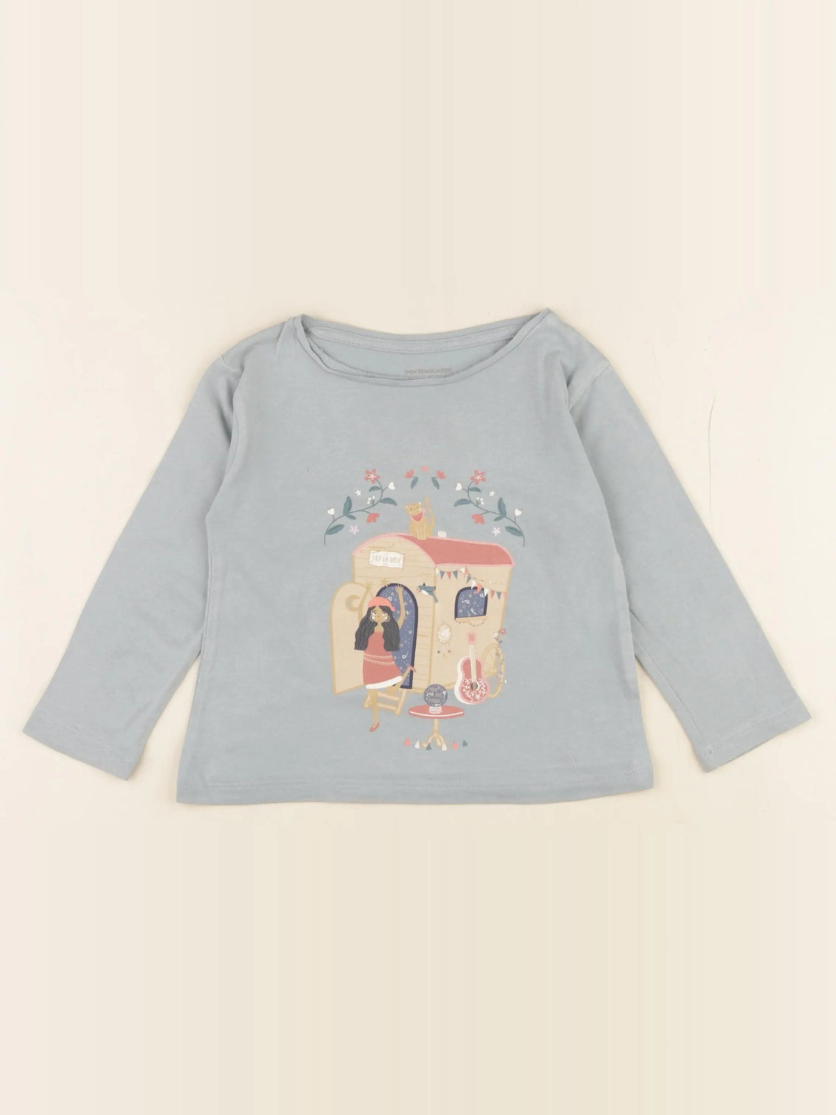 Vertbaudet - tee-shirt bleu - 2 ans