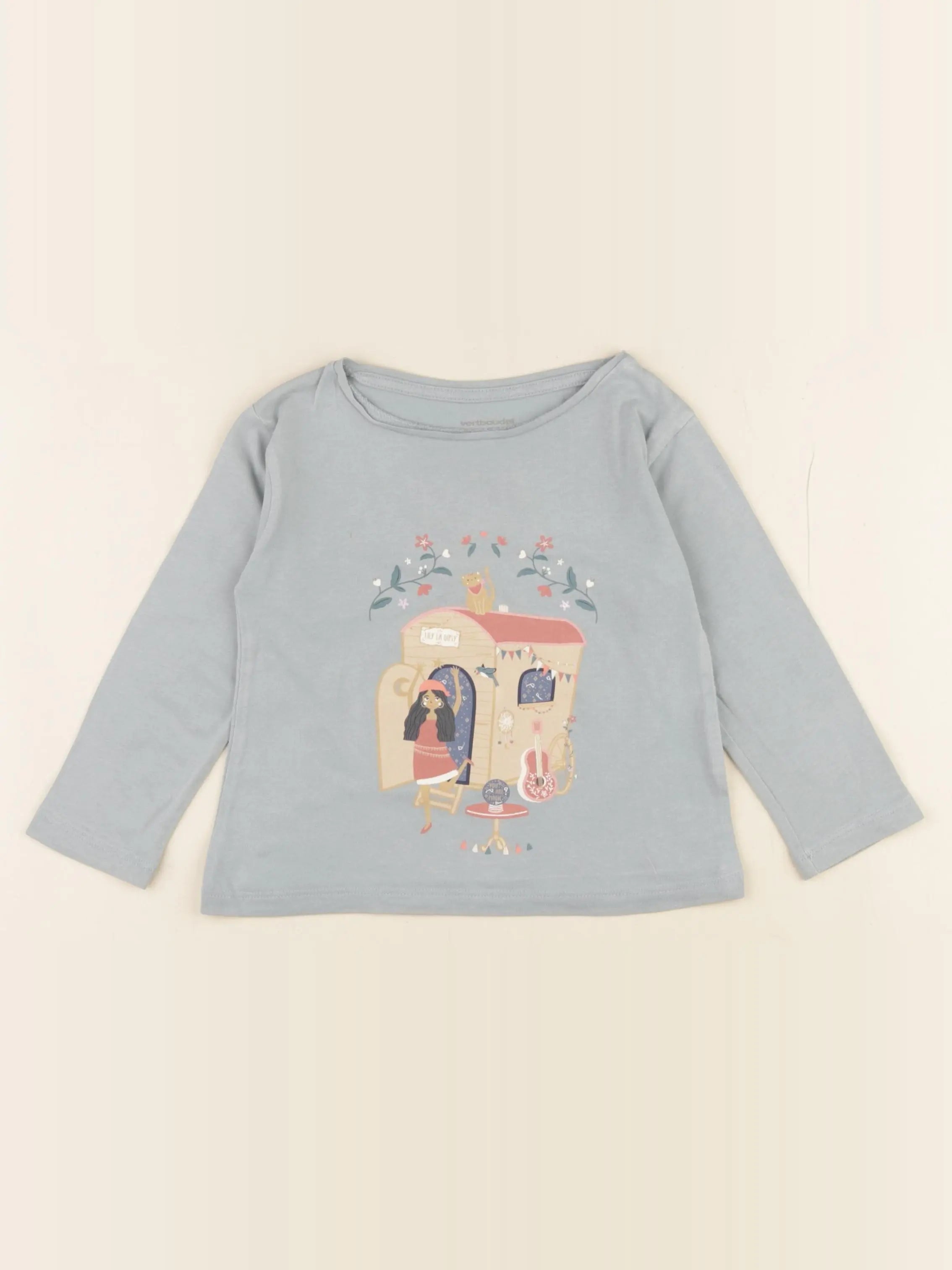Vertbaudet - tee-shirt bleu - 2 ans