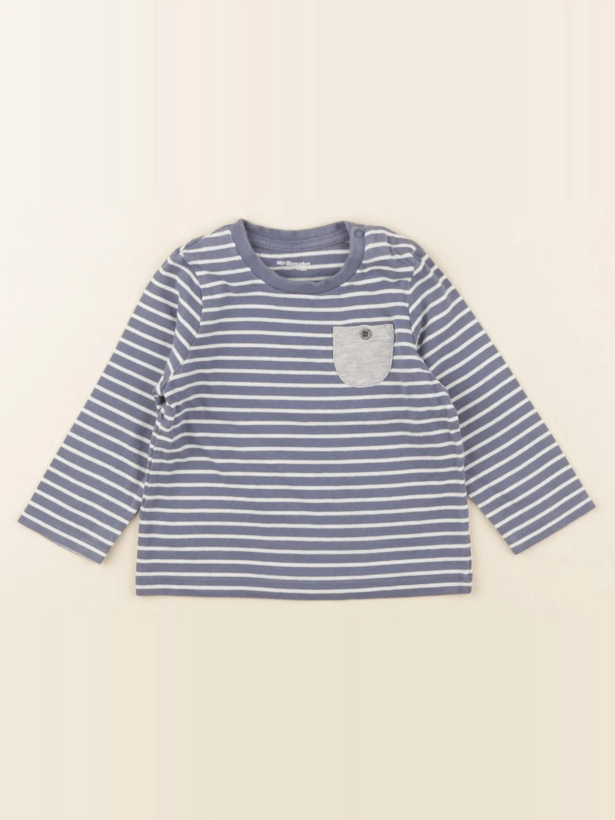 Vertbaudet - tee-shirt bleu - 12 mois