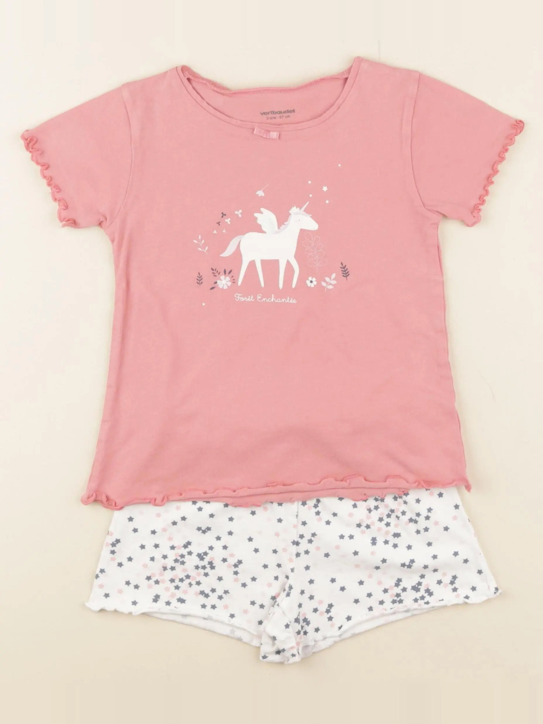 Vertbaudet - pyjama coton rose, multicolore - 3 ans