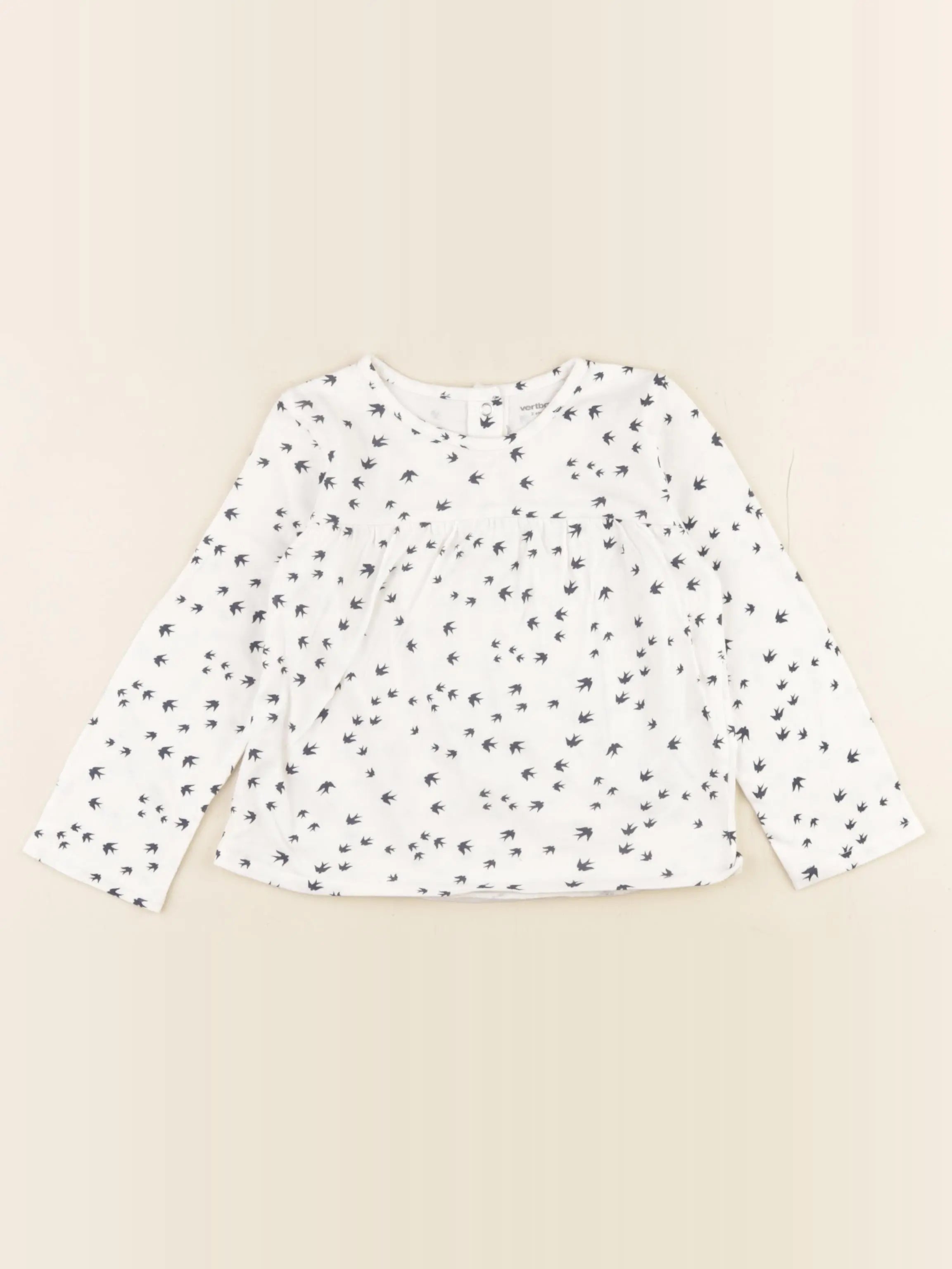 Vertbaudet - tee-shirt blanc, bleu - 2 ans