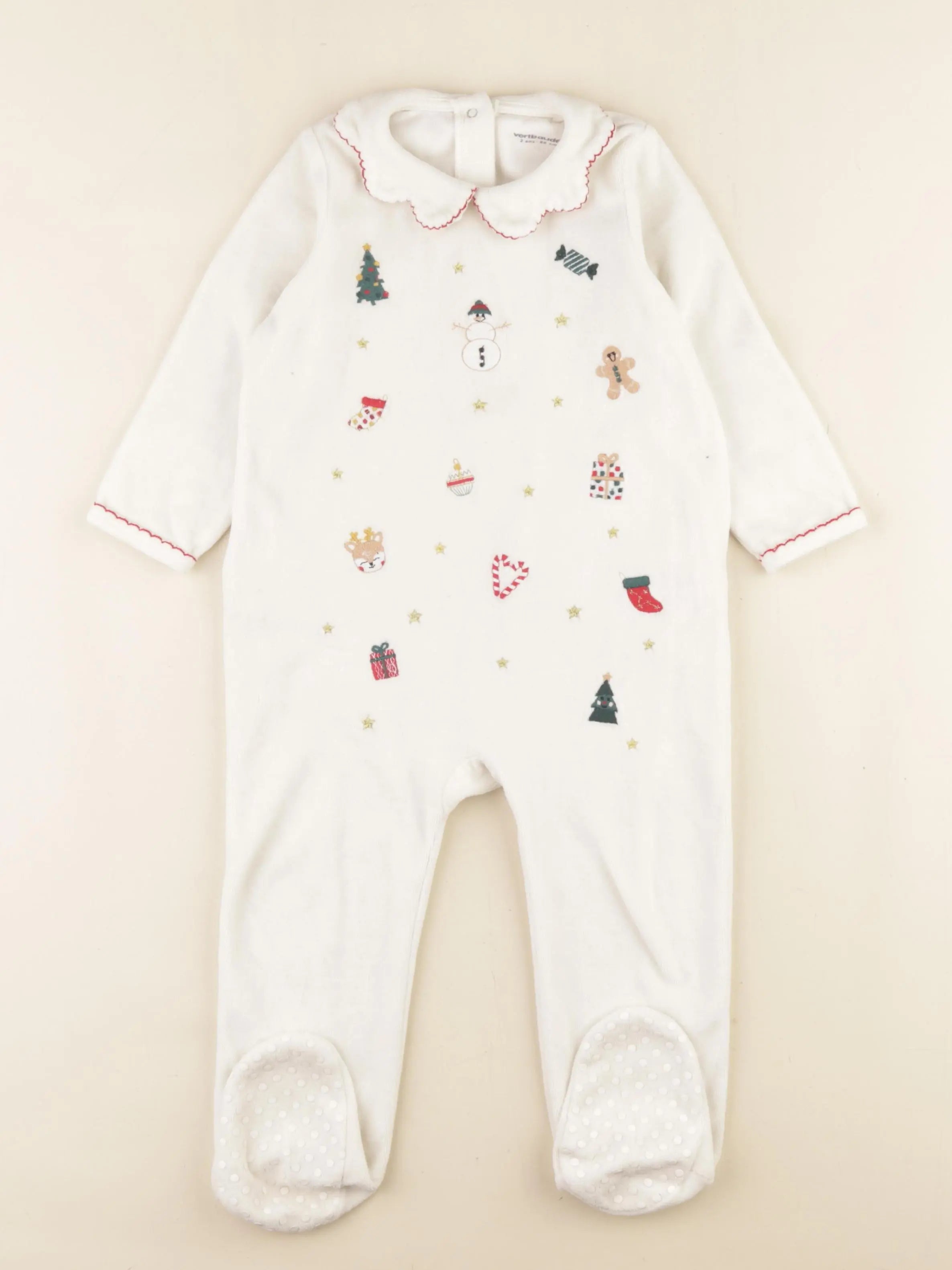 Vertbaudet - pyjama velours beige, or - 2 ans