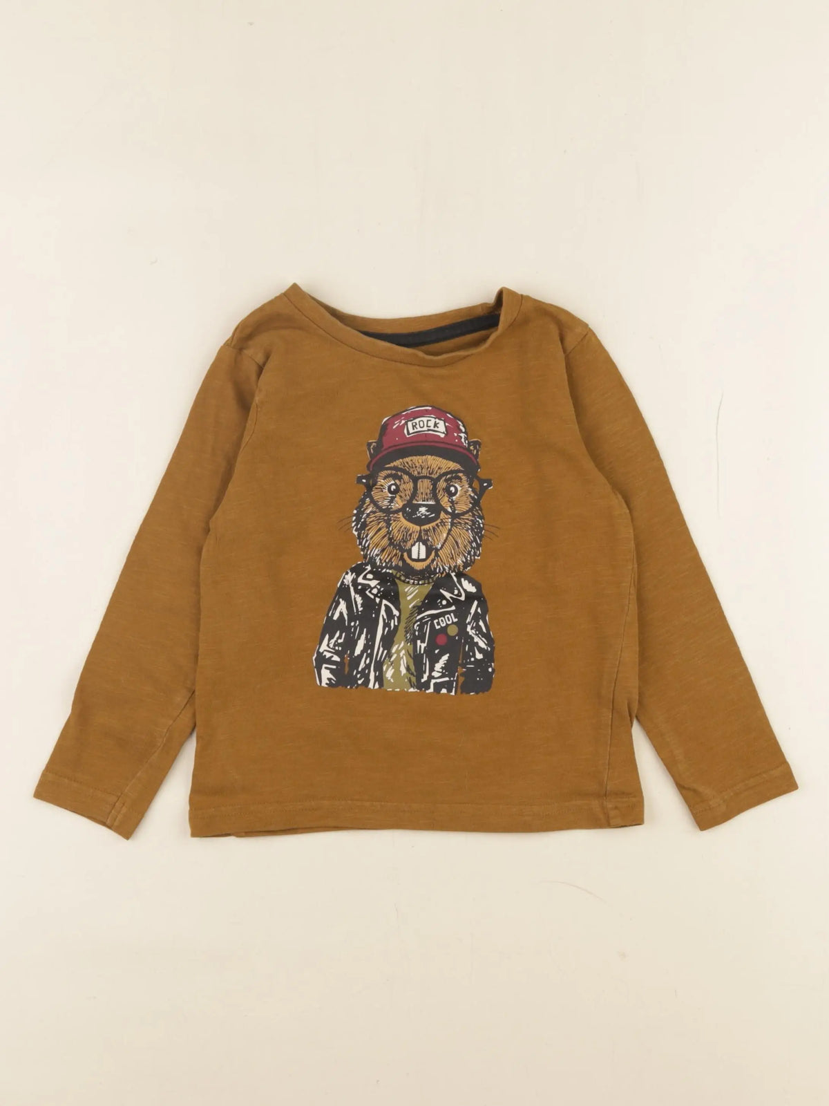 Vertbaudet - tee-shirt marron - 4 ans