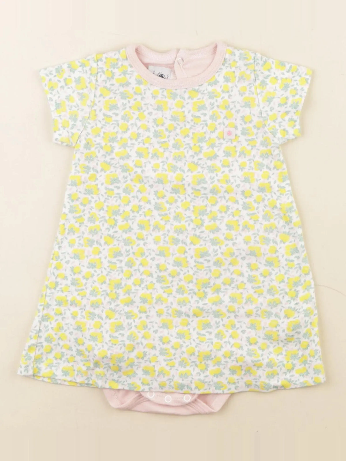 Petit Bateau - body robe jaune, rose - 12 mois