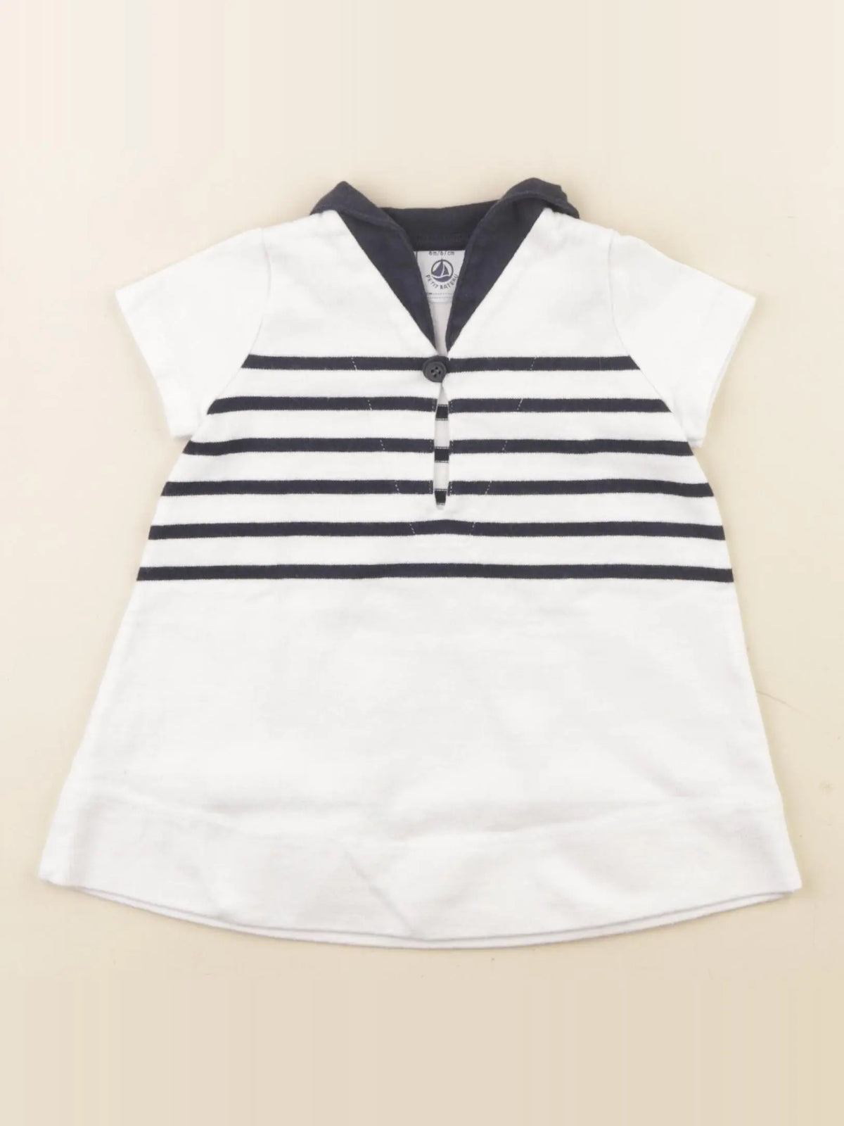 Petit Bateau - robe blanc, bleu - 6 mois