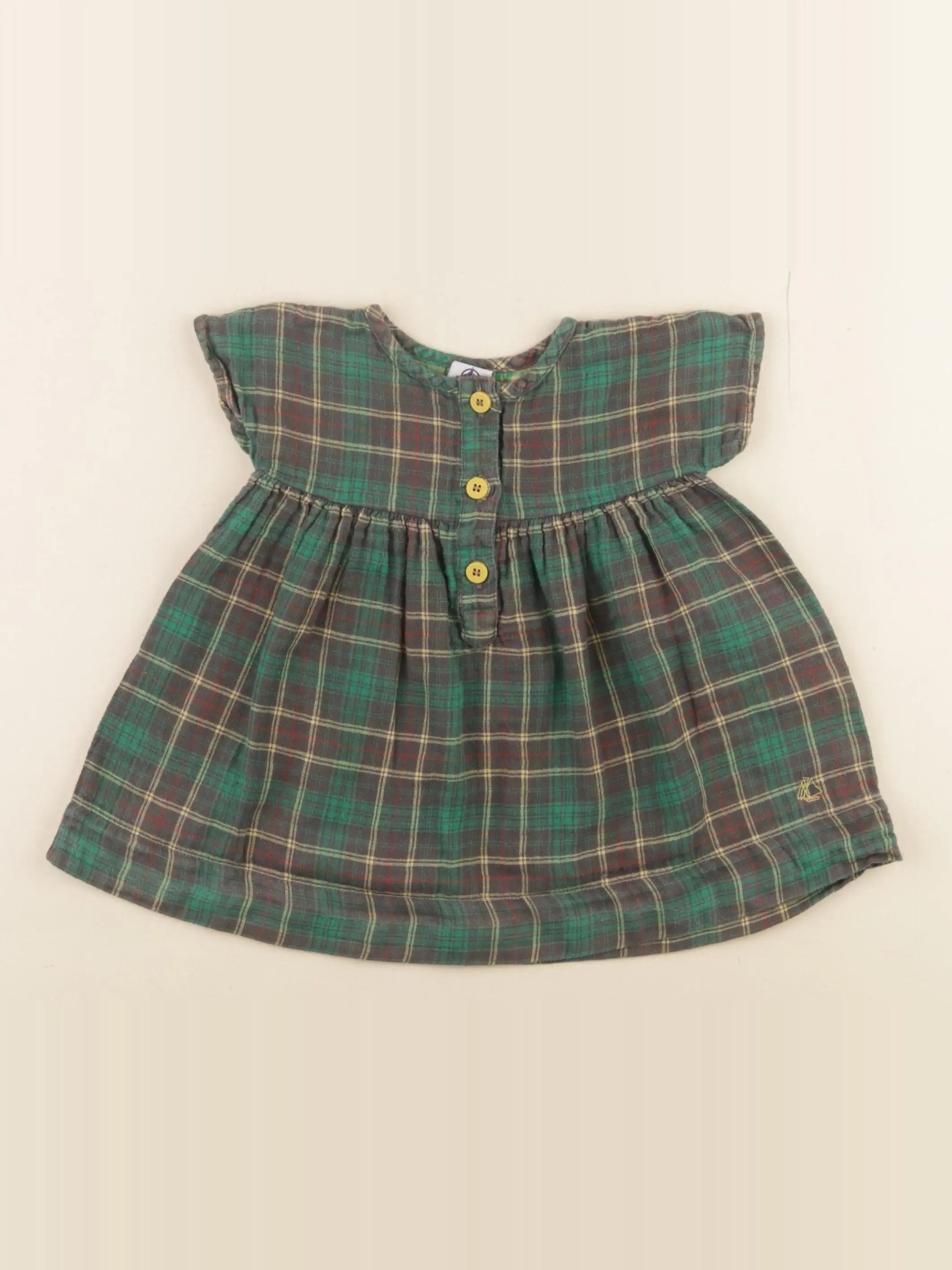Petit Bateau - robe vert, marron - 6 mois