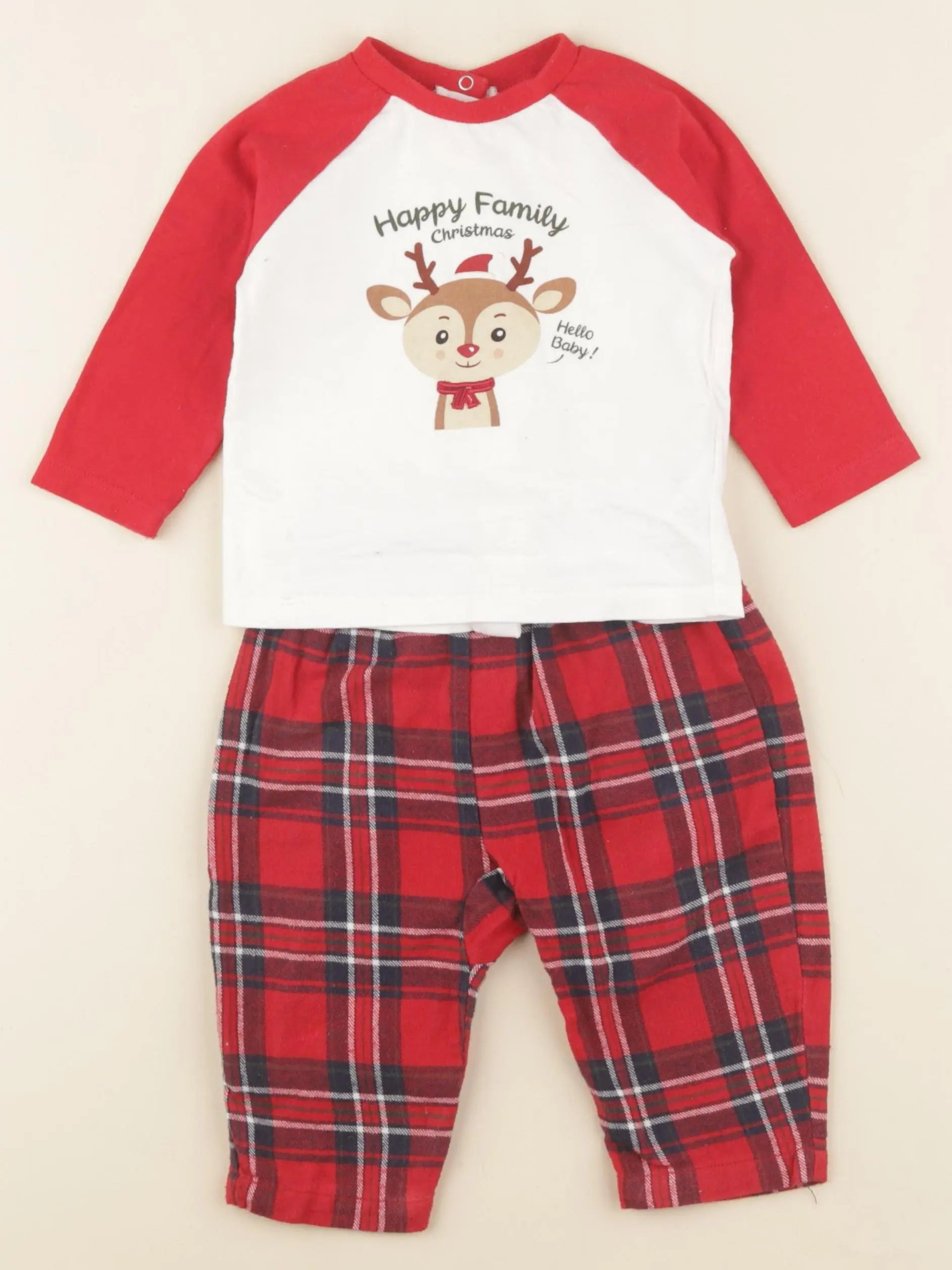 Vertbaudet - pyjama coton rouge - 9 mois