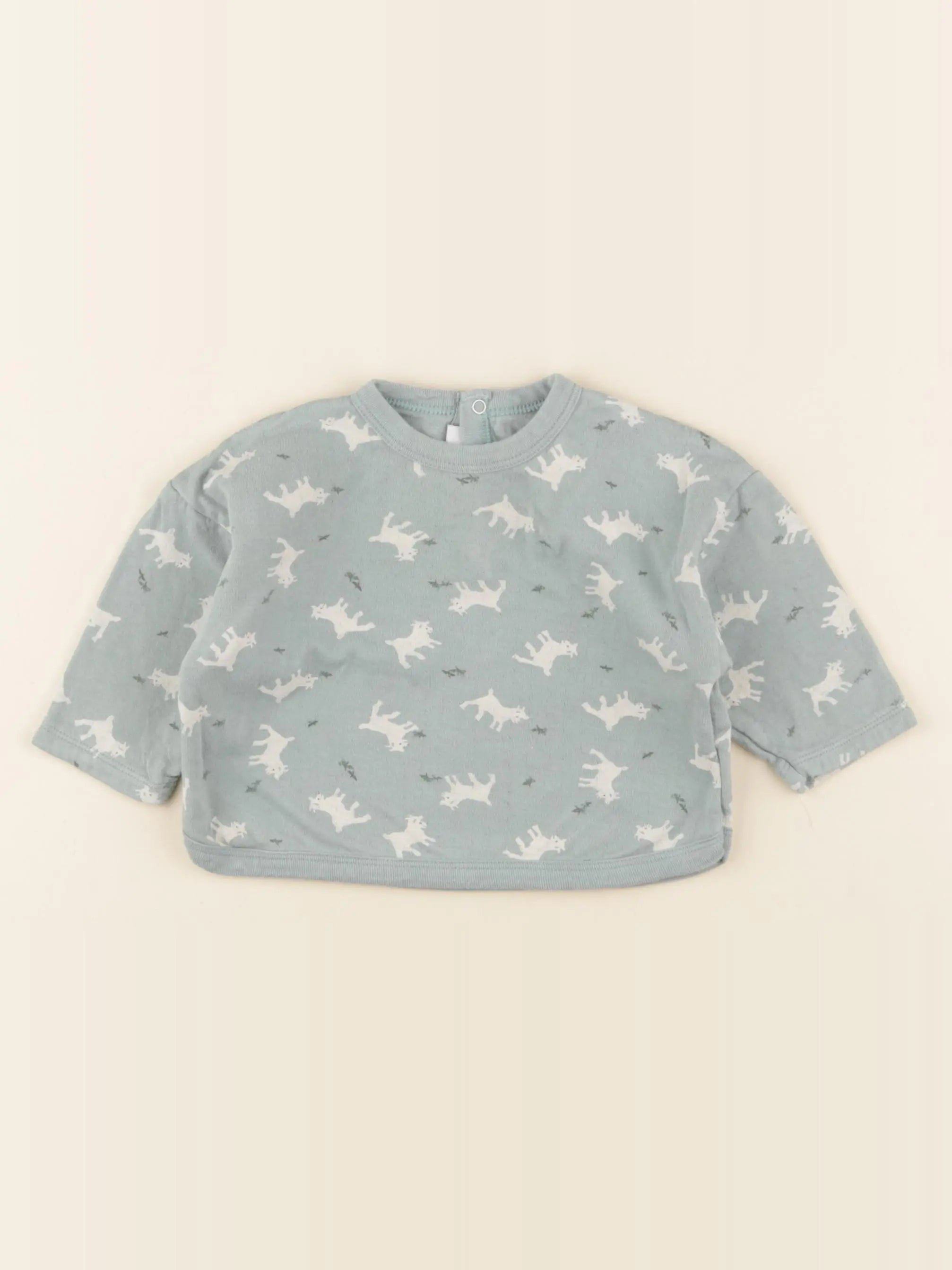 Petit Bateau - sweat vert - 6 mois