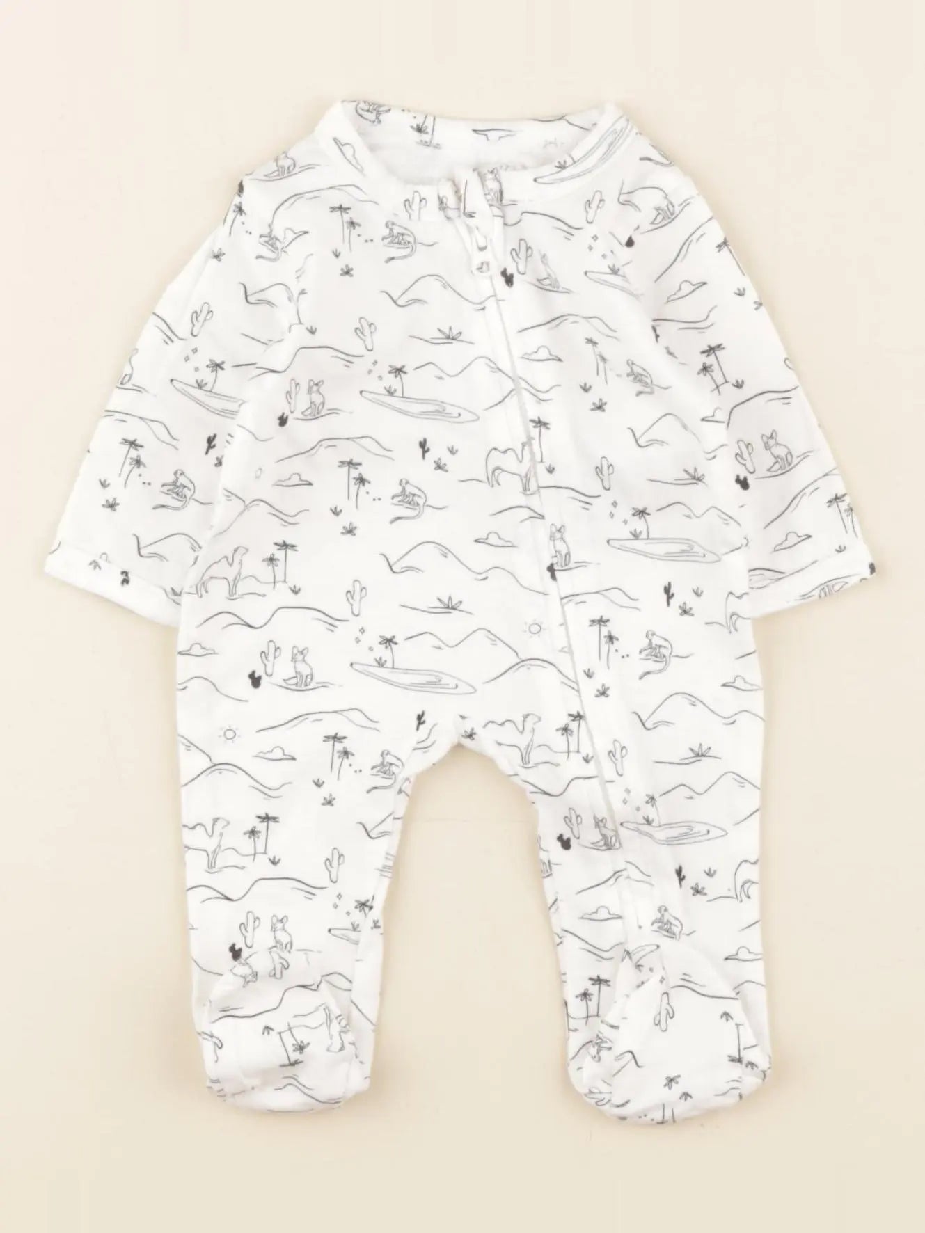 Vertbaudet - pyjama coton blanc, bleu - 0 mois