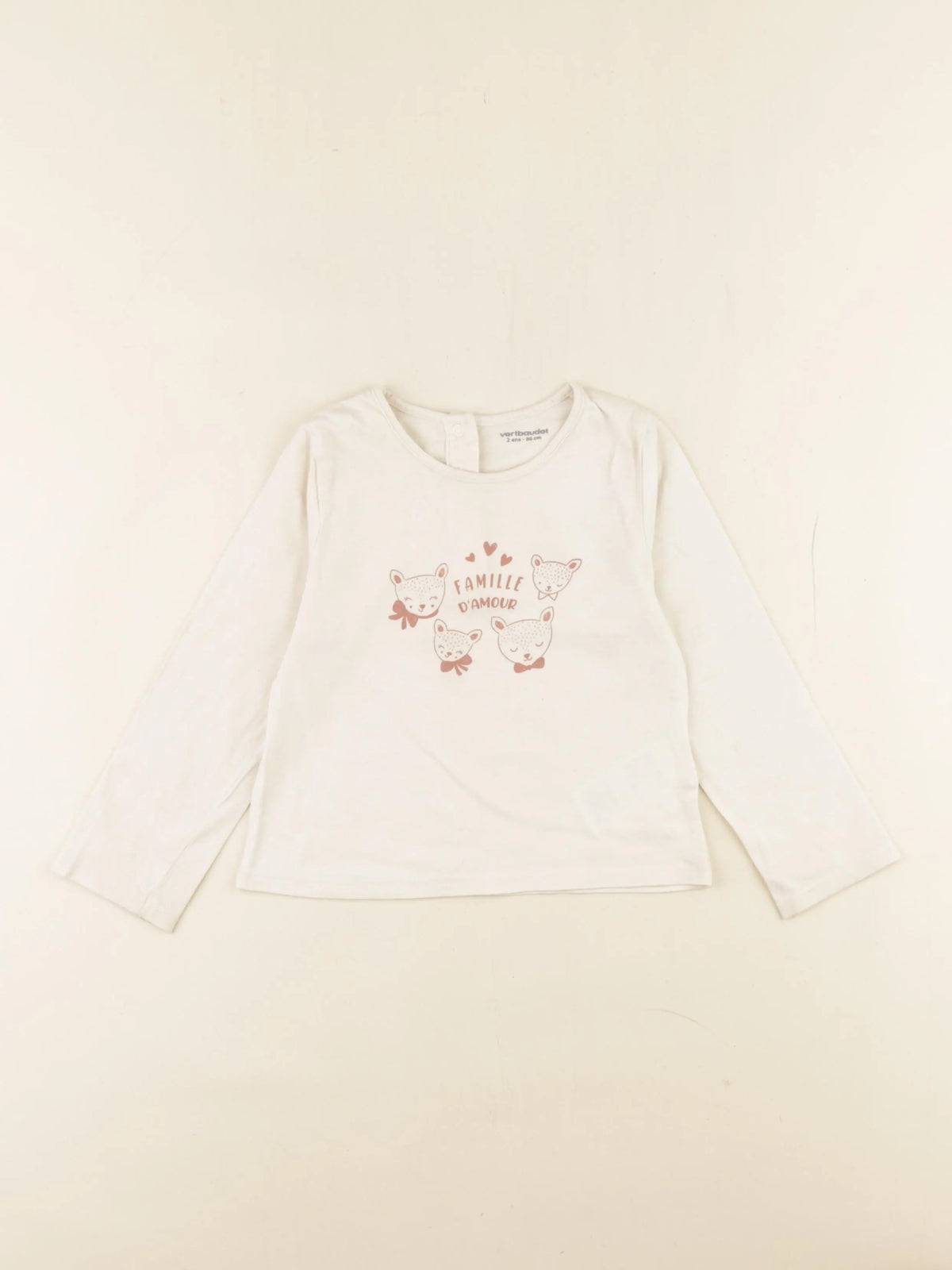 Vertbaudet - tee-shirt beige - 2 ans