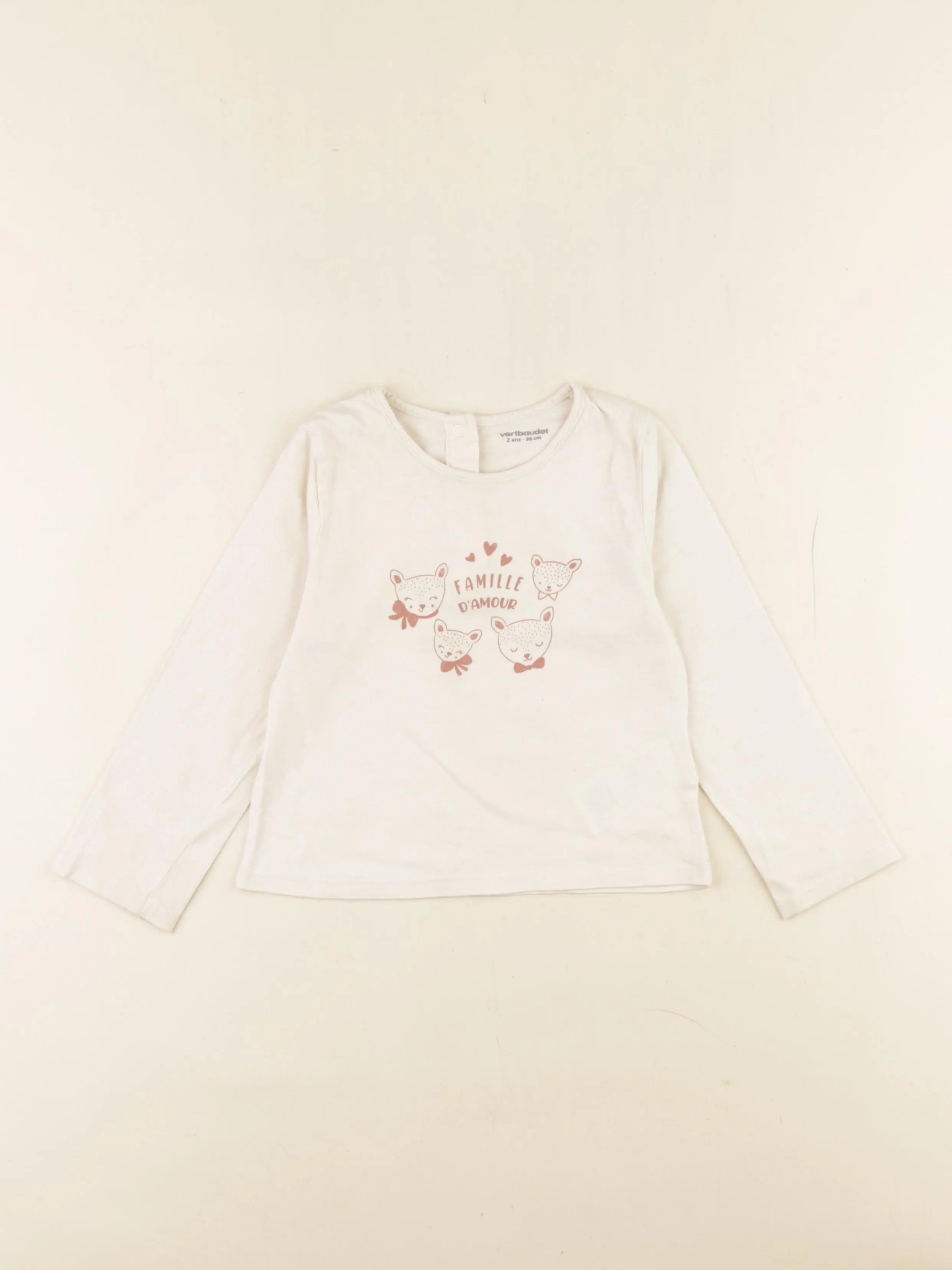 Vertbaudet - tee-shirt beige - 2 ans