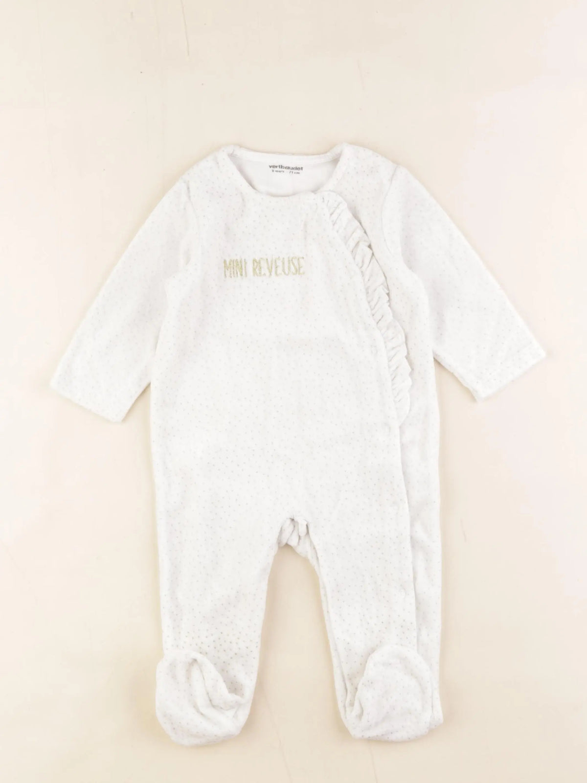 Vertbaudet - pyjama velours blanc, or - 9 mois