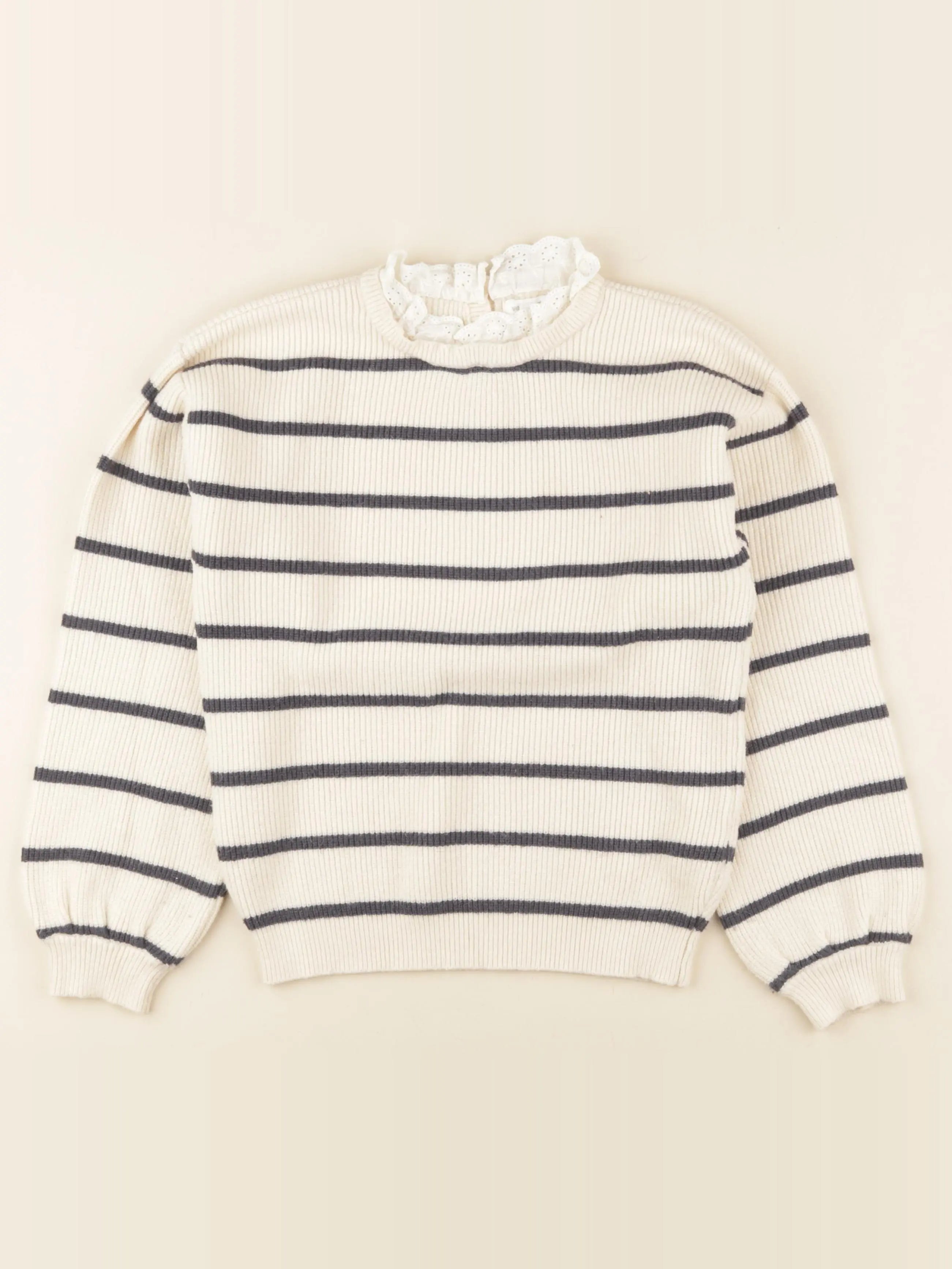 Vertbaudet - pull beige, bleu - 10 ans