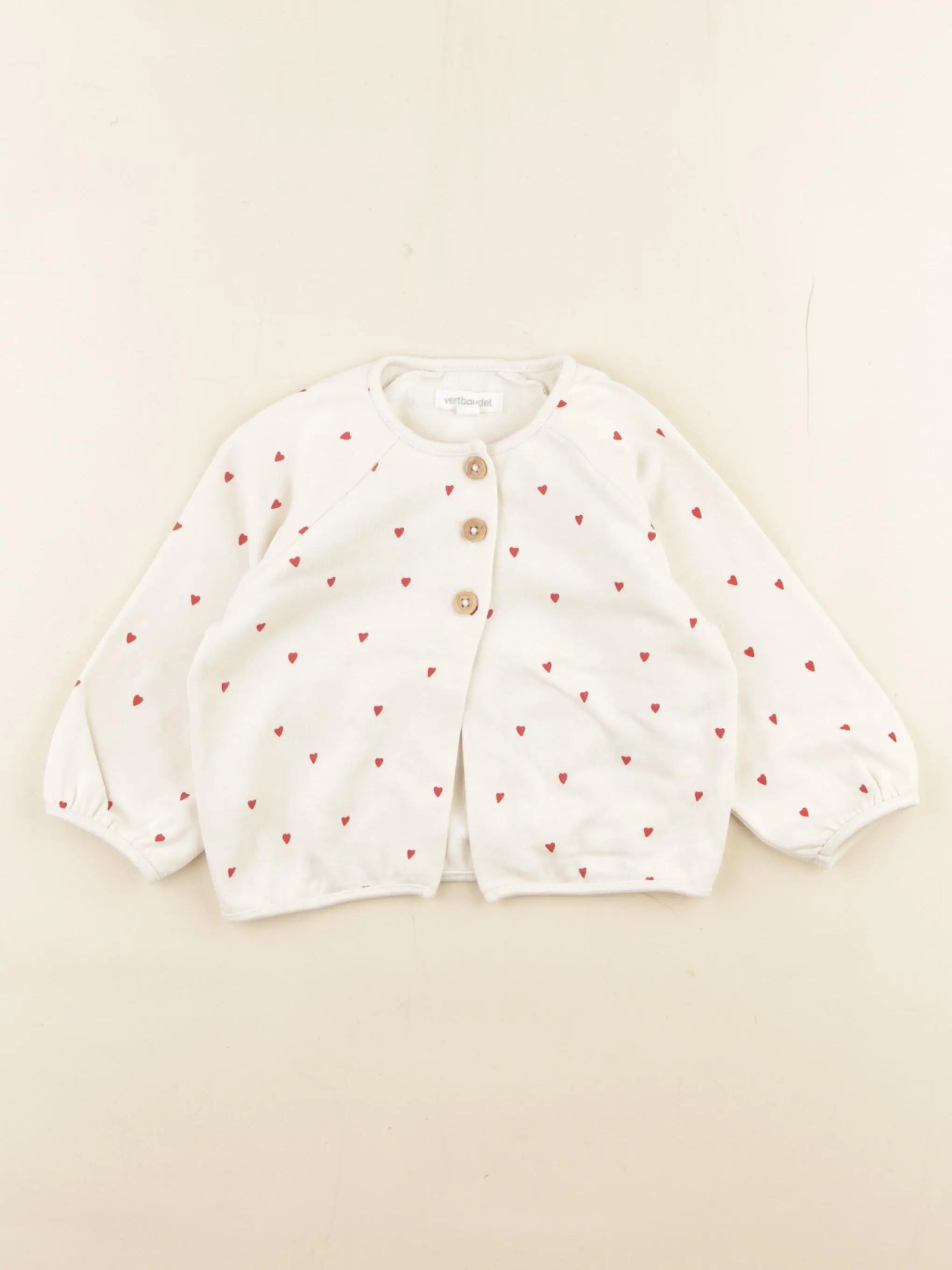 Vertbaudet - sweat blanc, rose - 9 mois