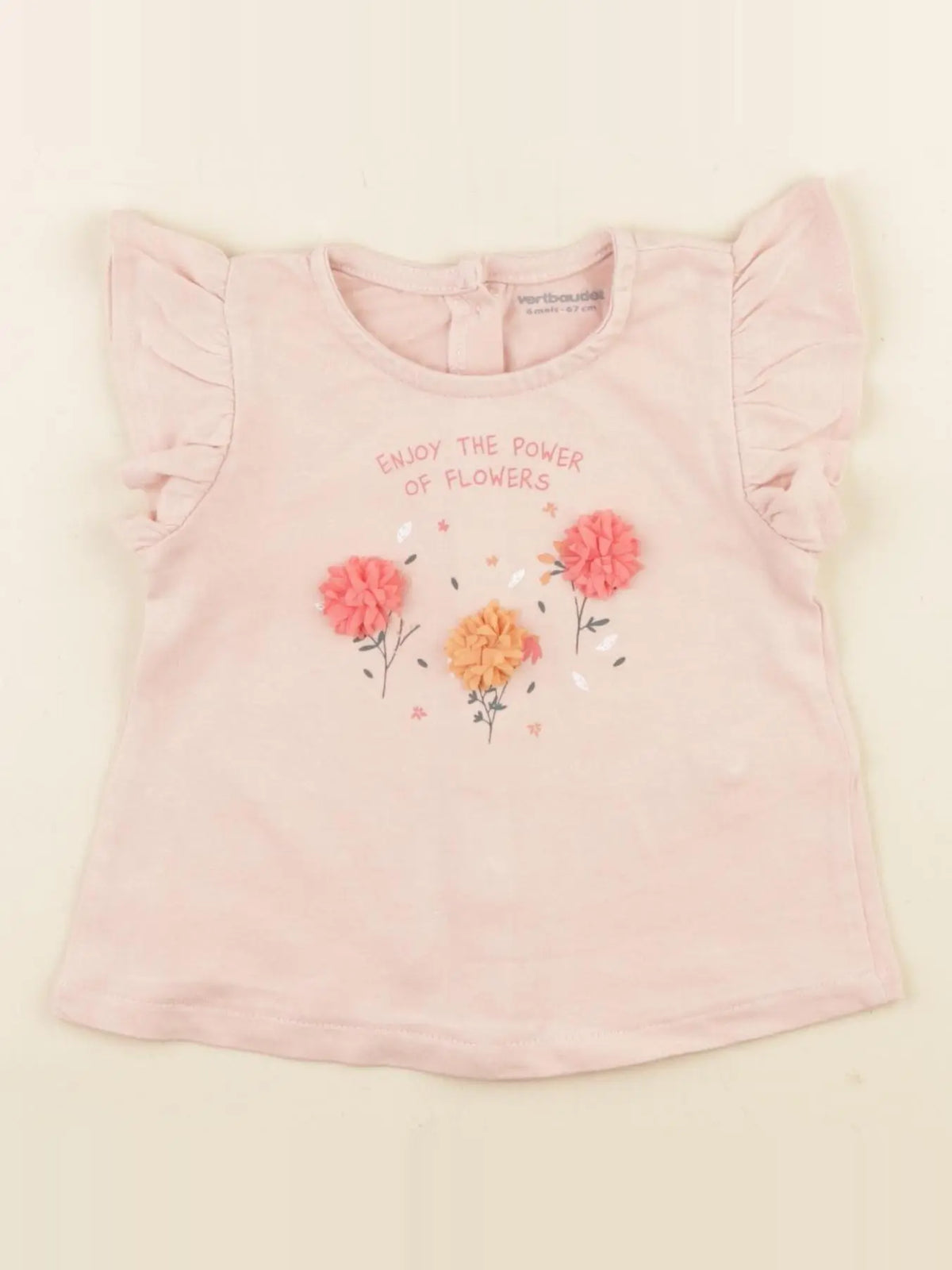 Vertbaudet - tee-shirt rose - 6 mois